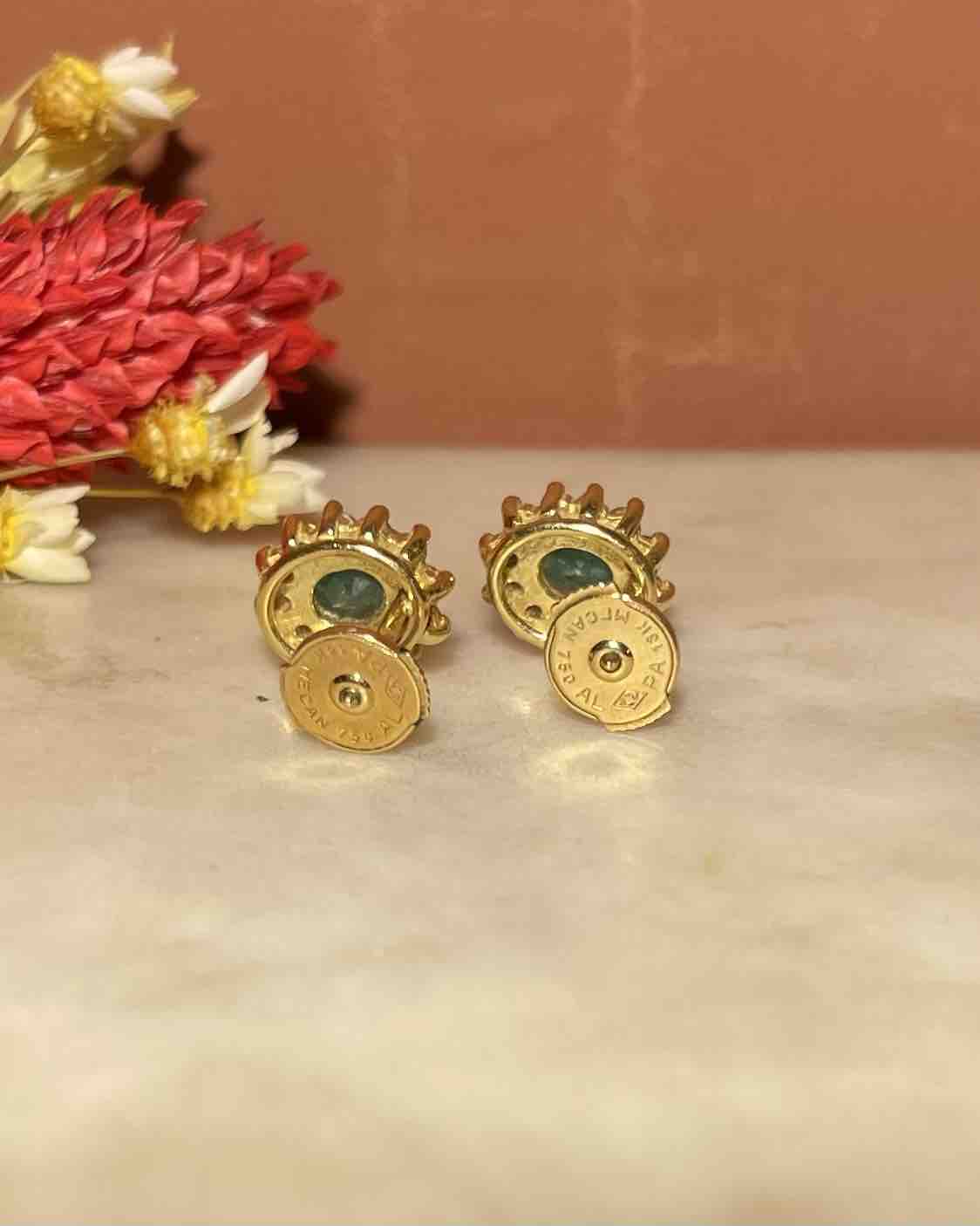 "Valeria" Emerald & Diamond Daisy Earrings