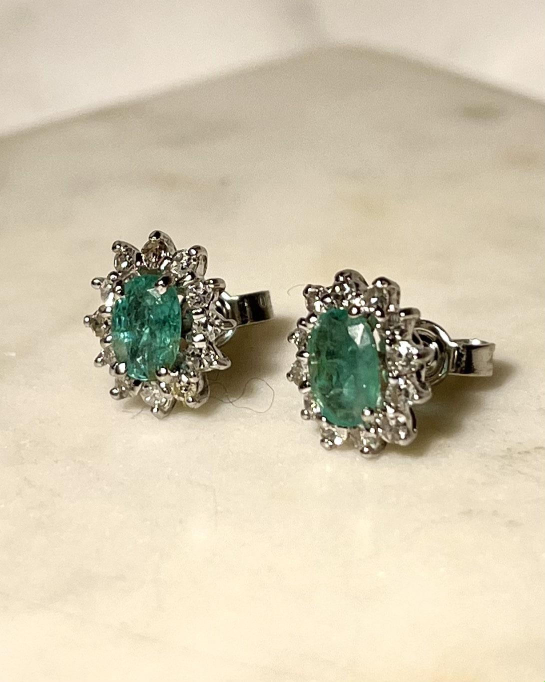Boucles Marguerites Émeraudes & Diamants "Linoé" - Elliade Paris