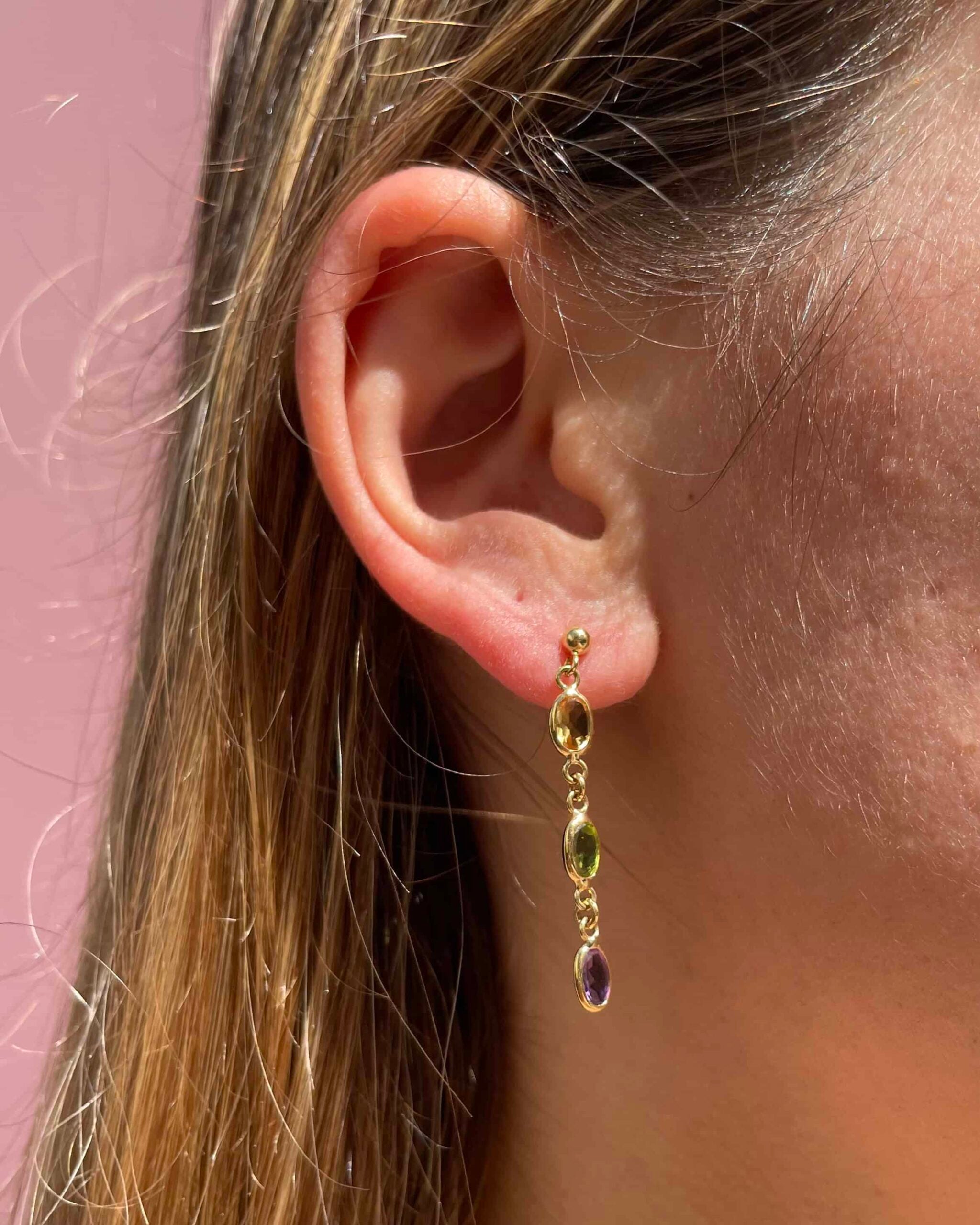 Pendientes "Emmanuella" de citrino, amatista y peridoto