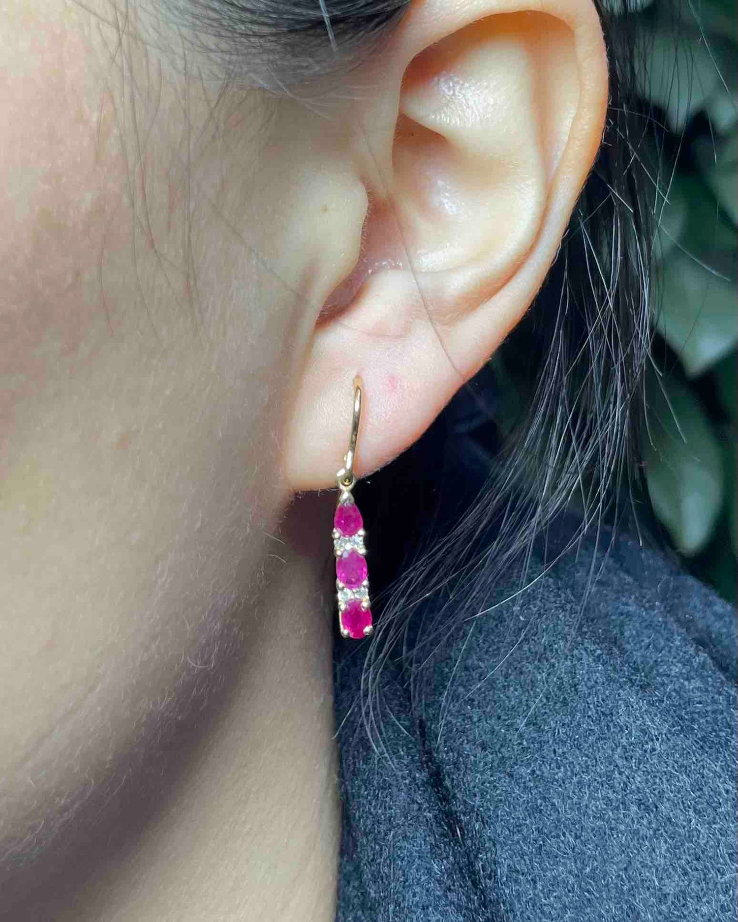 Boucles Pendantes Rubis & Diamants "Ruby"