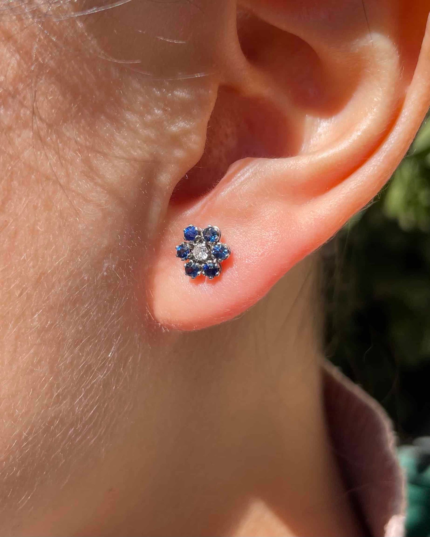 "Jemima" Daisy Sapphire & Diamond Earrings