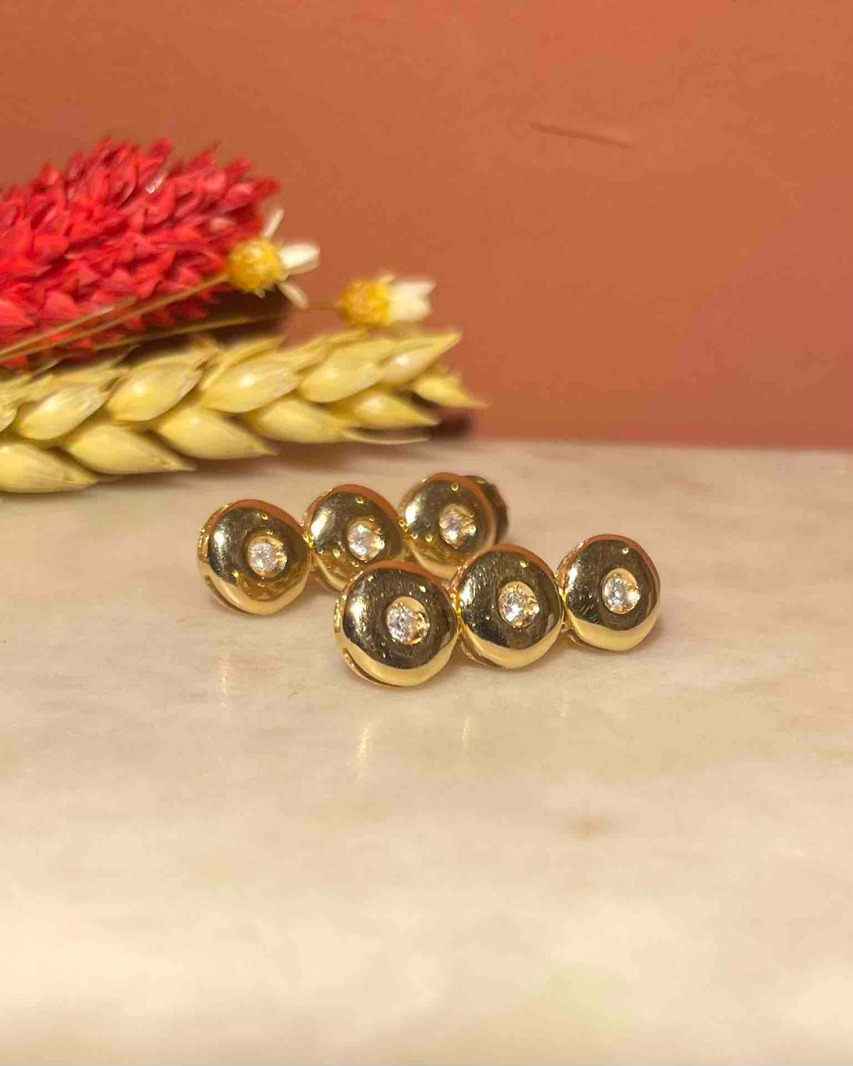 18 Carat Gold 6 Diamond "Angelika" Drop Earrings