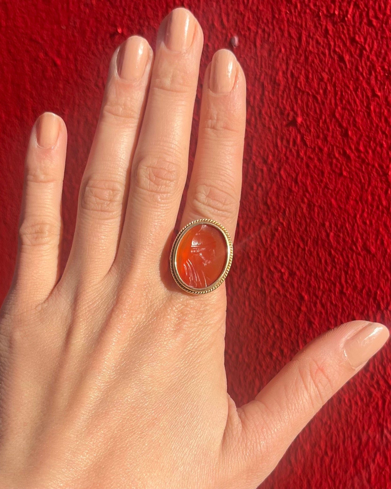Vintage Carnelian Intaglio Ring "Carthage"