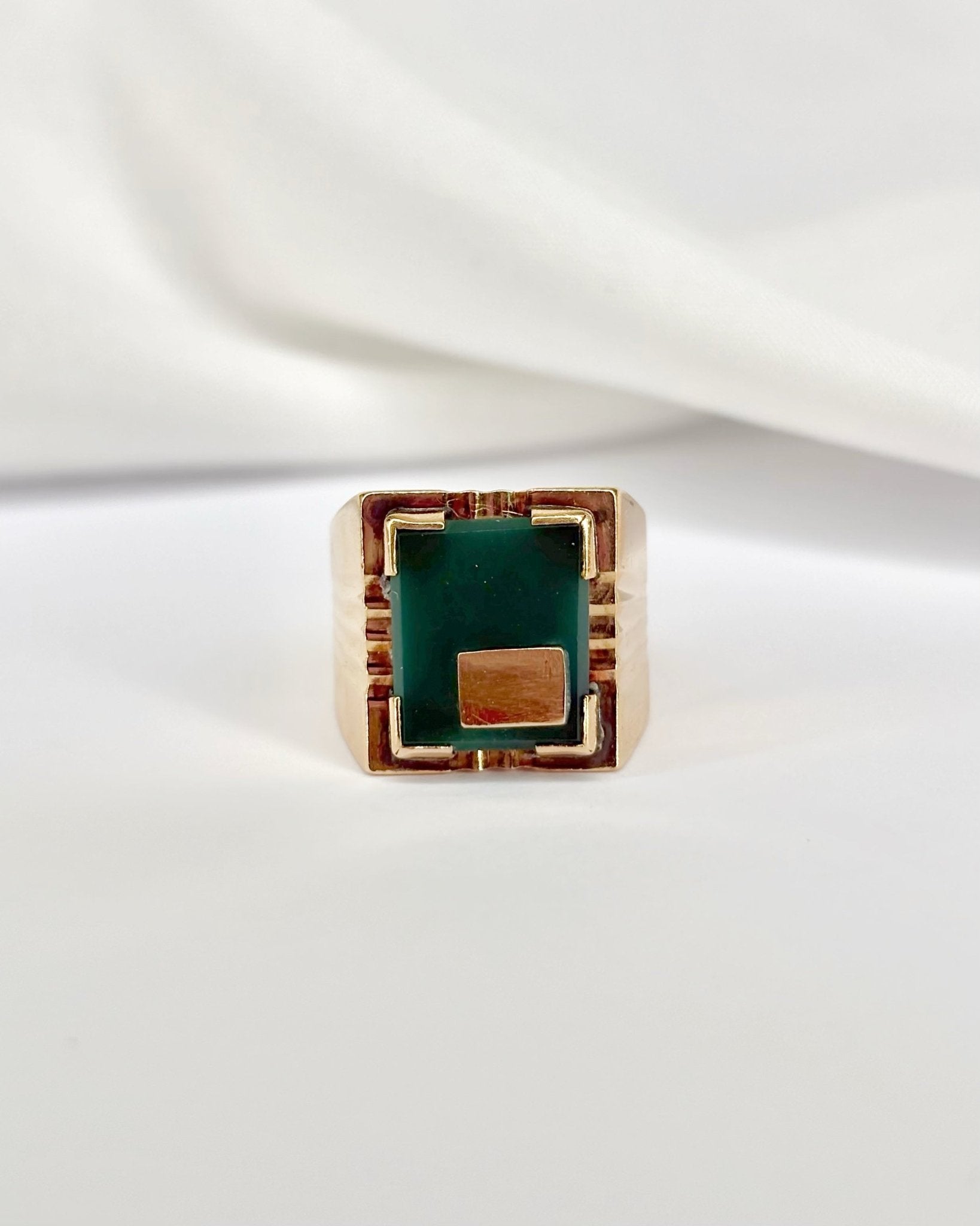 Chevalière Chrysoprase & Or 18 carats 5,52g "Tyam" - Elliade Paris