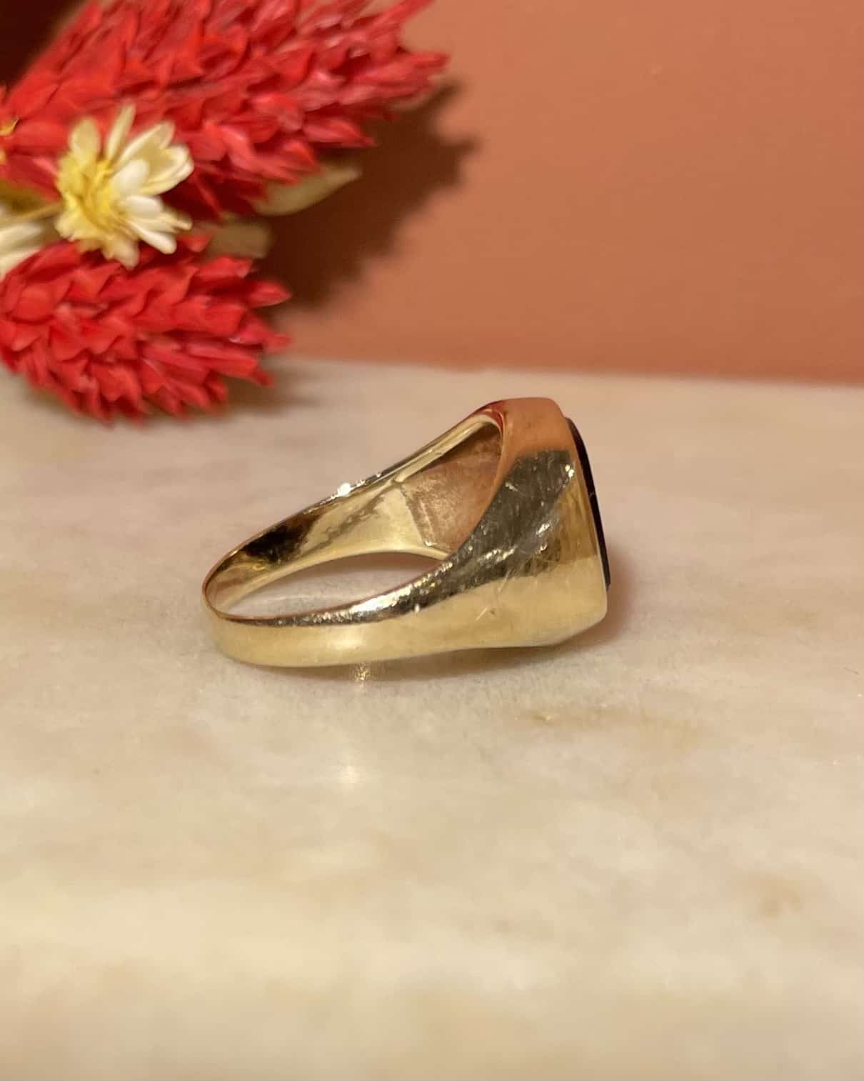 Chevalière vintage Onyx & Diamant "Astrid"