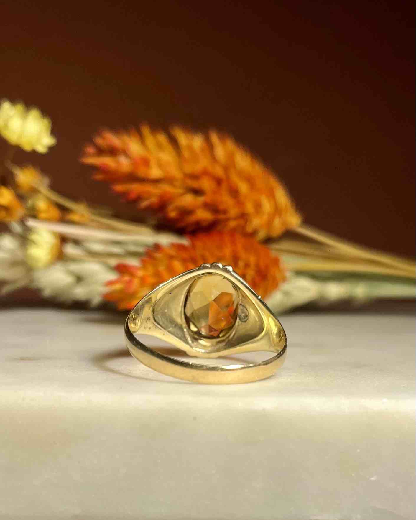 Chevalière vintage citrine "Célestine" - Elliade Paris
