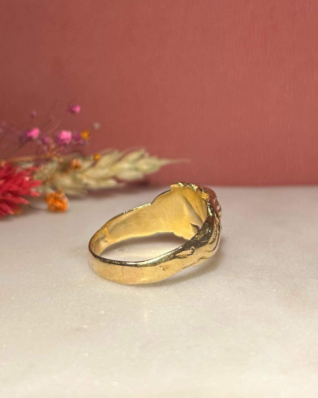 Chevalière Vintage Lion Diamant "Timothee" - Elliade Paris