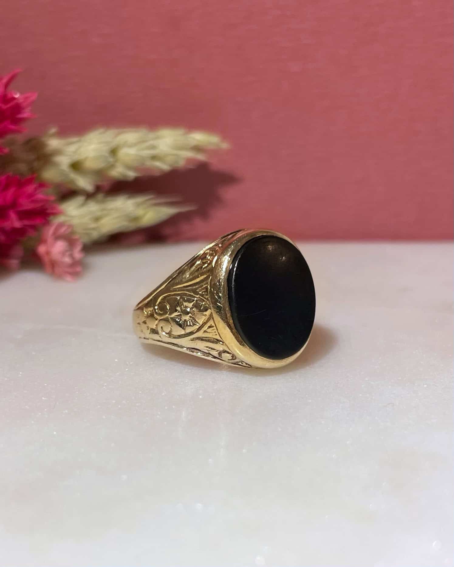Chevalière Vintage Onyx "Miron" - Elliade Paris