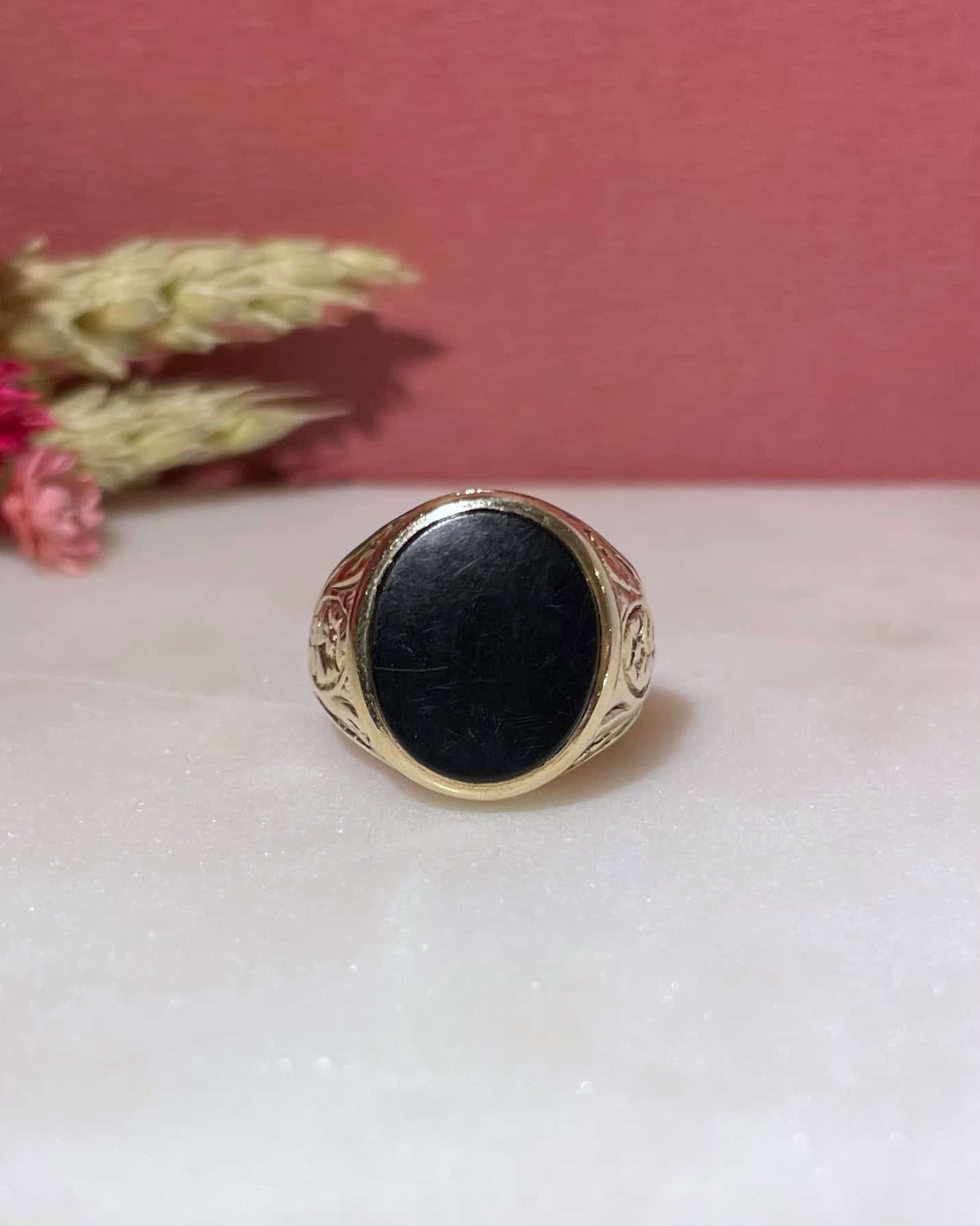 Chevalière Vintage Onyx "Miron" - Elliade Paris