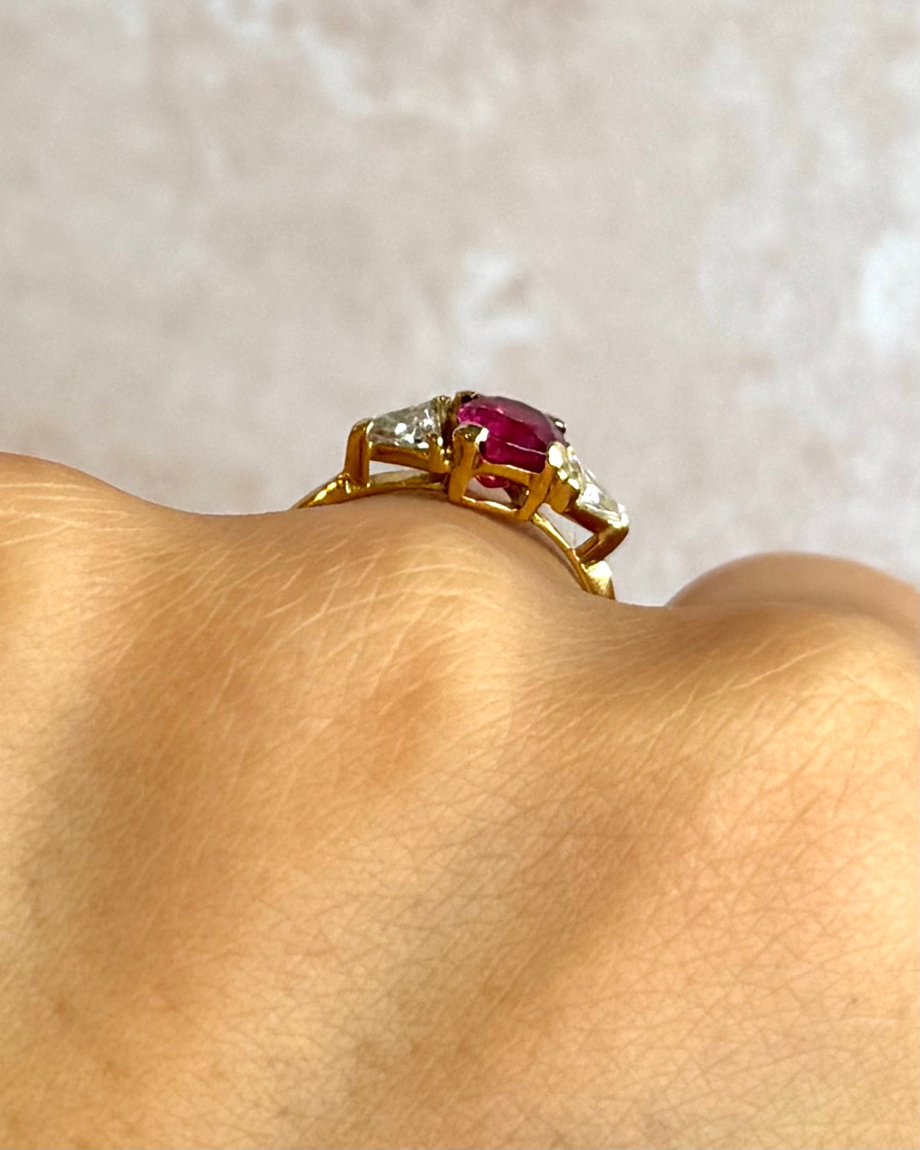 "Elisa" Trilogy Ring with 1.20 Carat Ruby & 0.32 Carat Diamonds