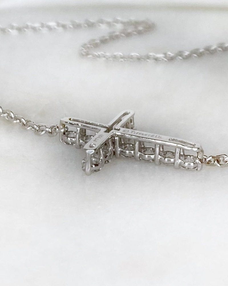 Collier Croix Tiffany & Co Diamants 0.45 carat "Charline" - Elliade Paris