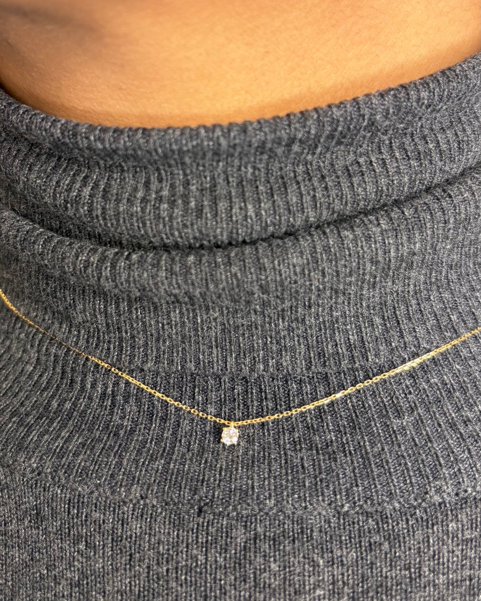 Collier Diamant 0.07 carat & Or Jaune "Mila" - Elliade Paris