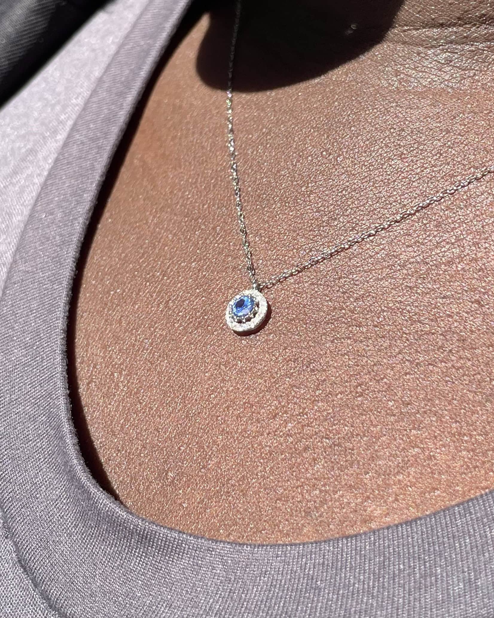 "Eunice" Sapphire & Diamond Daisy Necklace