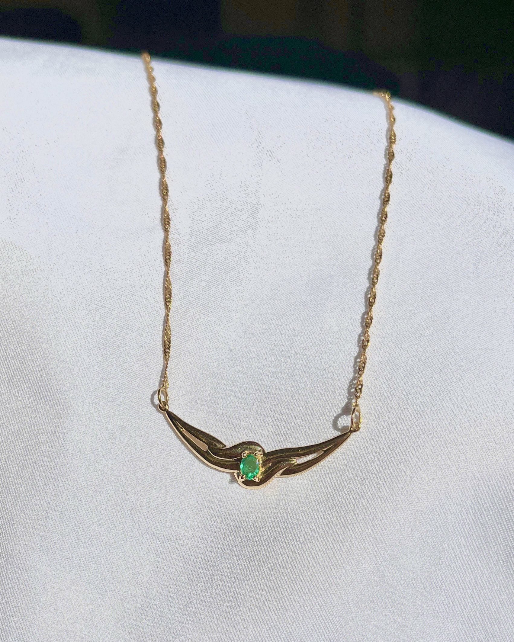 Collier vintage or & émeraude "Argentine"