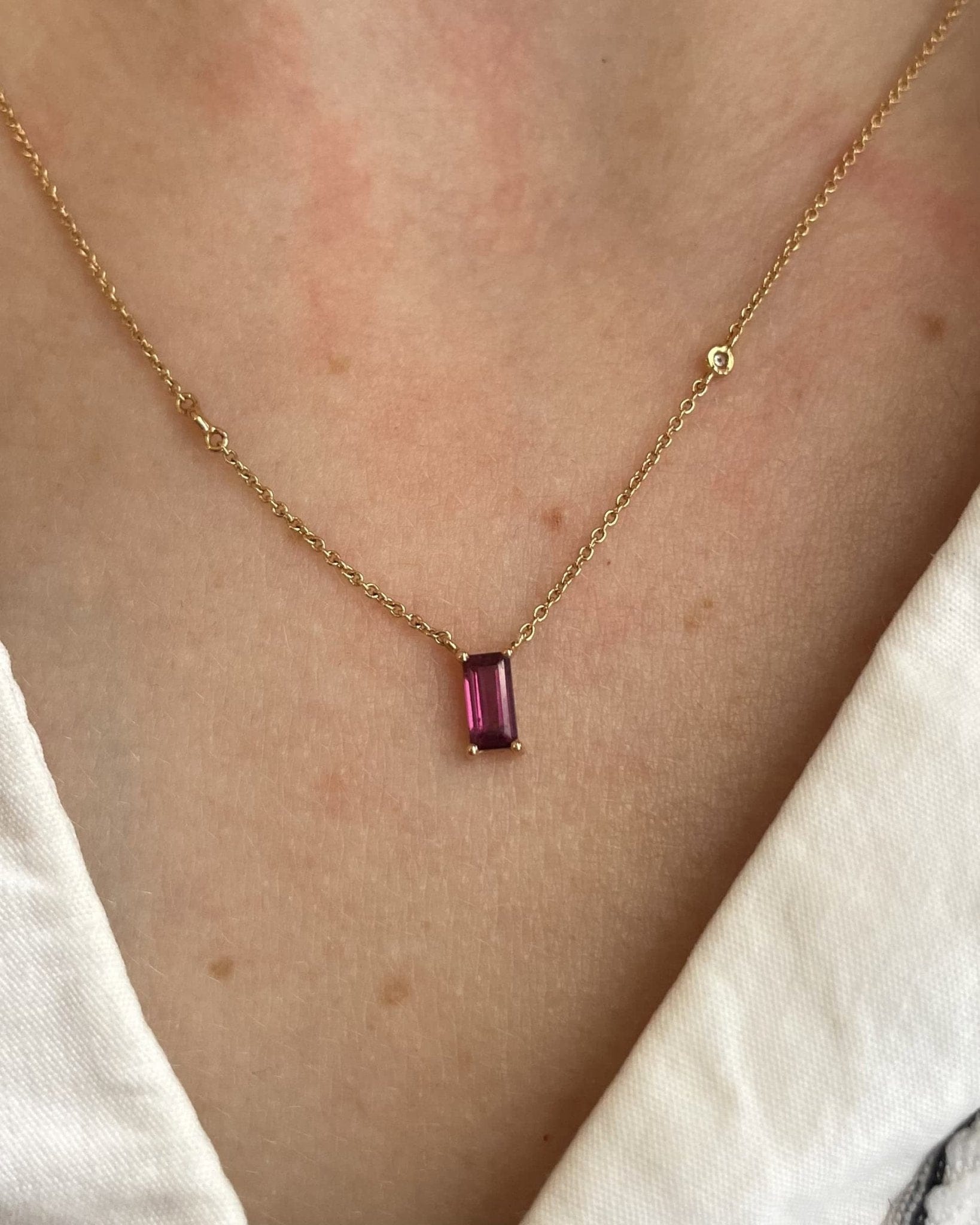 Collier vintage Grenat 0.40 carat & diamants "Myrtille" - Elliade Paris