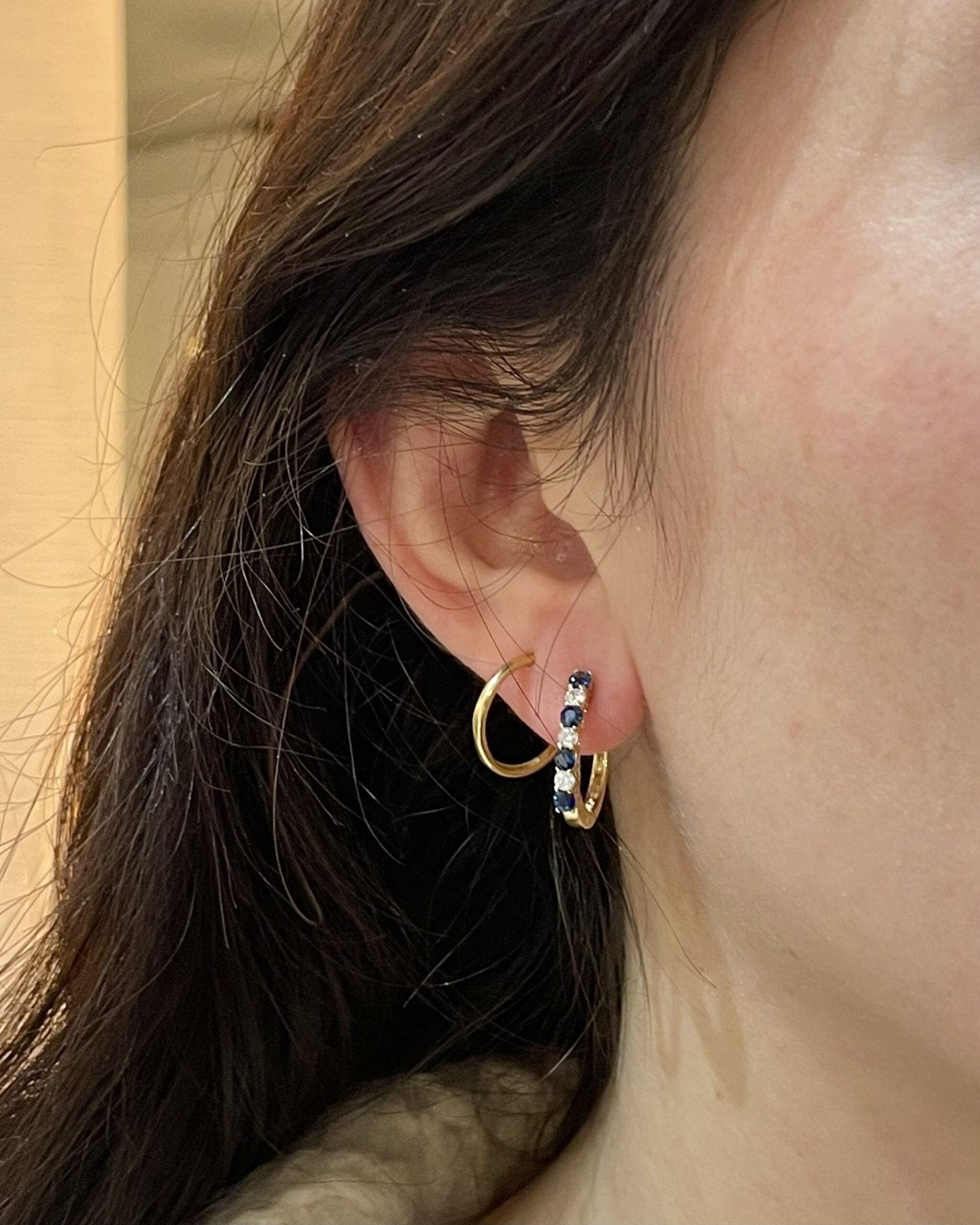 Créoles 8 Saphirs & 6 Diamants "Henleys" - Elliade Paris