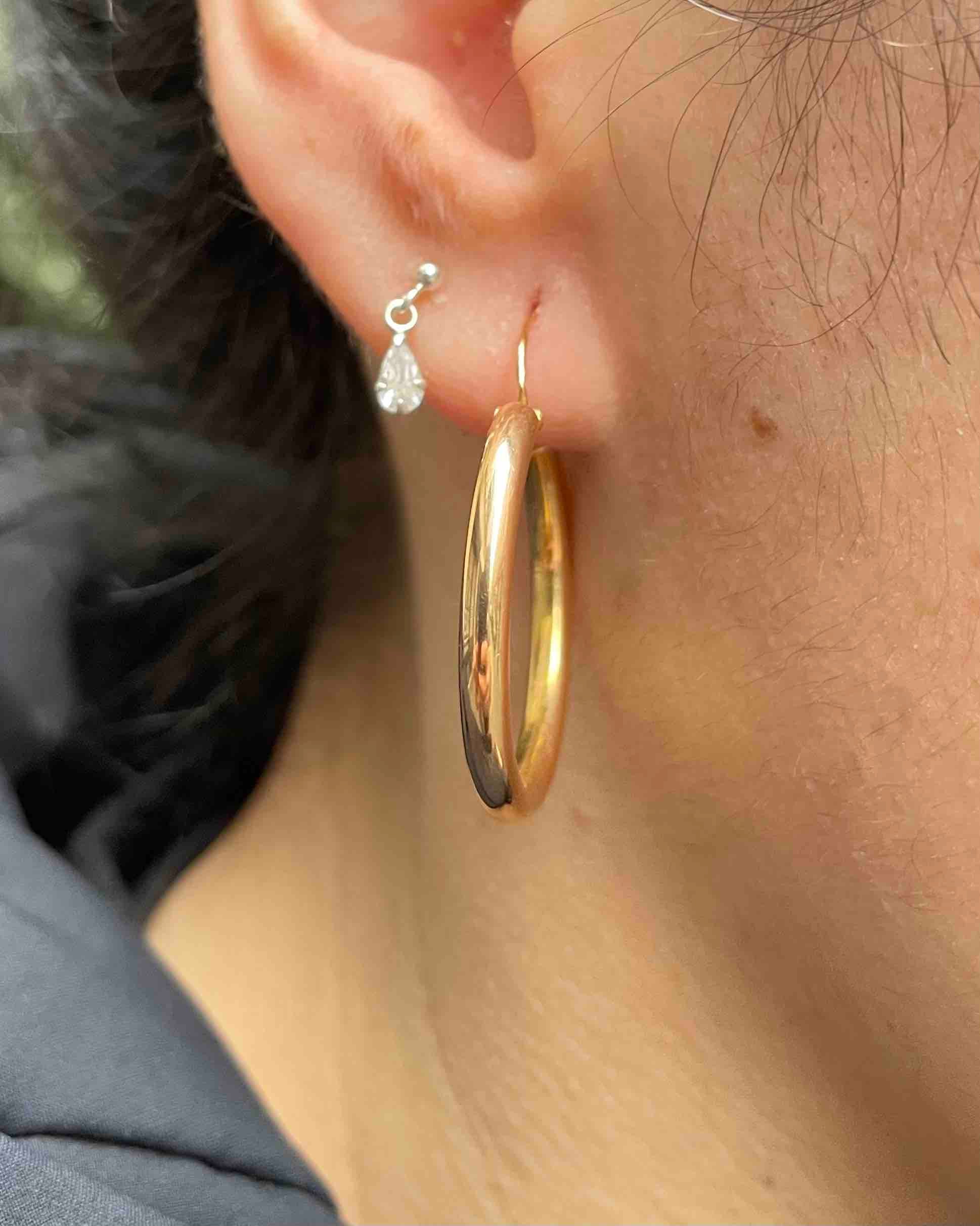 Vintage 18K Rose Gold "Cameo" Hoop Earrings