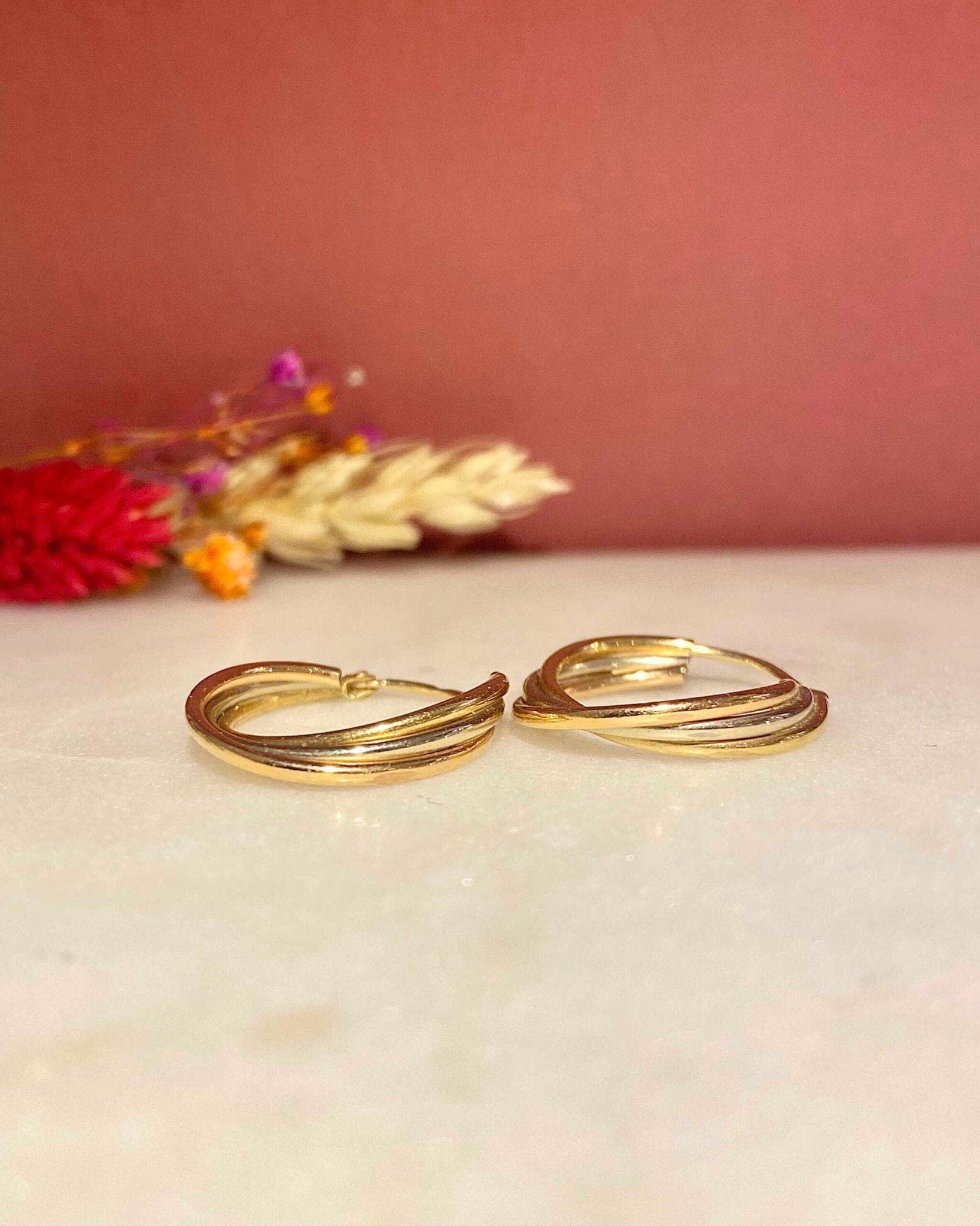 Créoles torsadées Trois Ors "Freja" - Elliade Paris