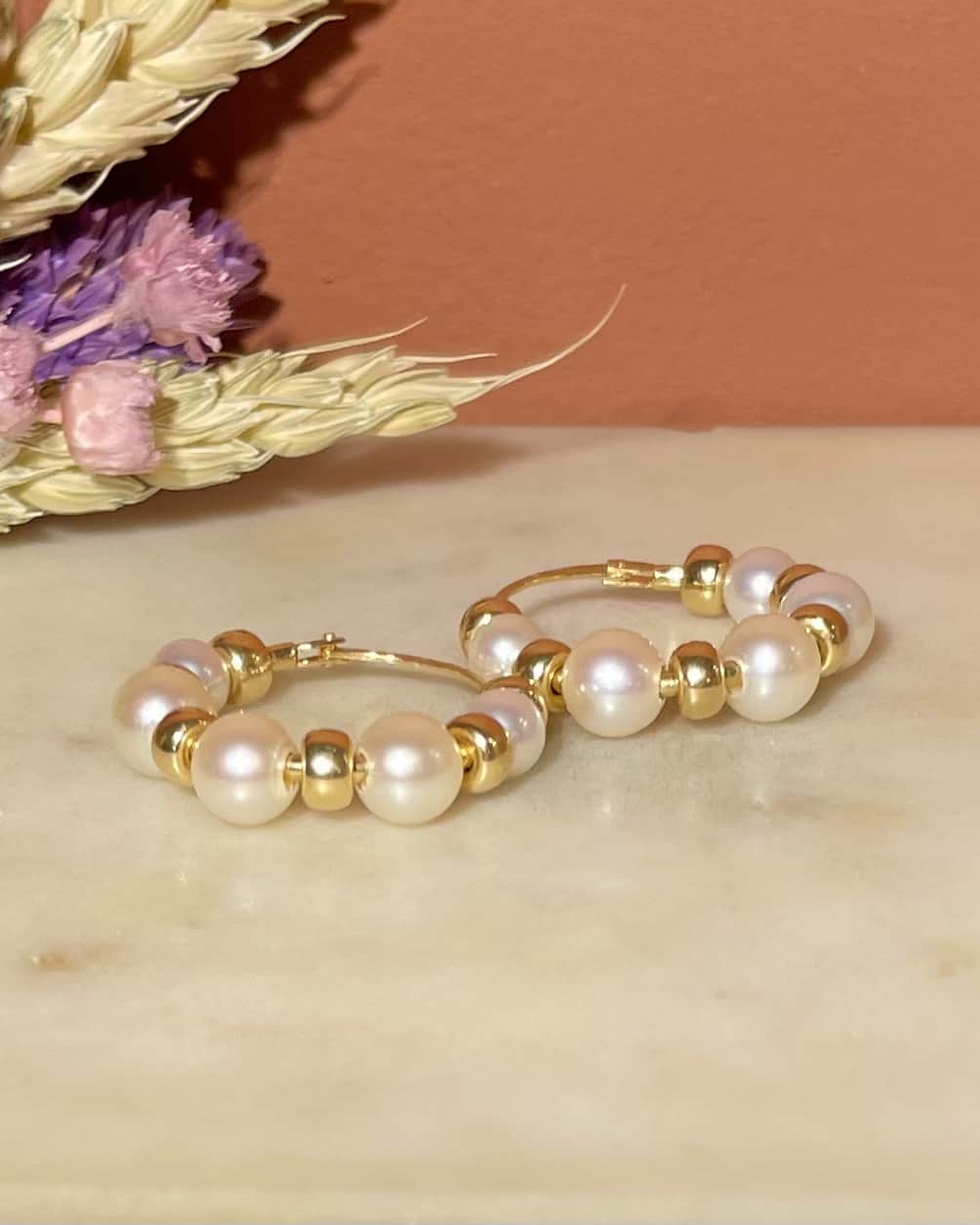 Créoles Vintage Or 18 Carats & Perles "Keïra" - Elliade Paris