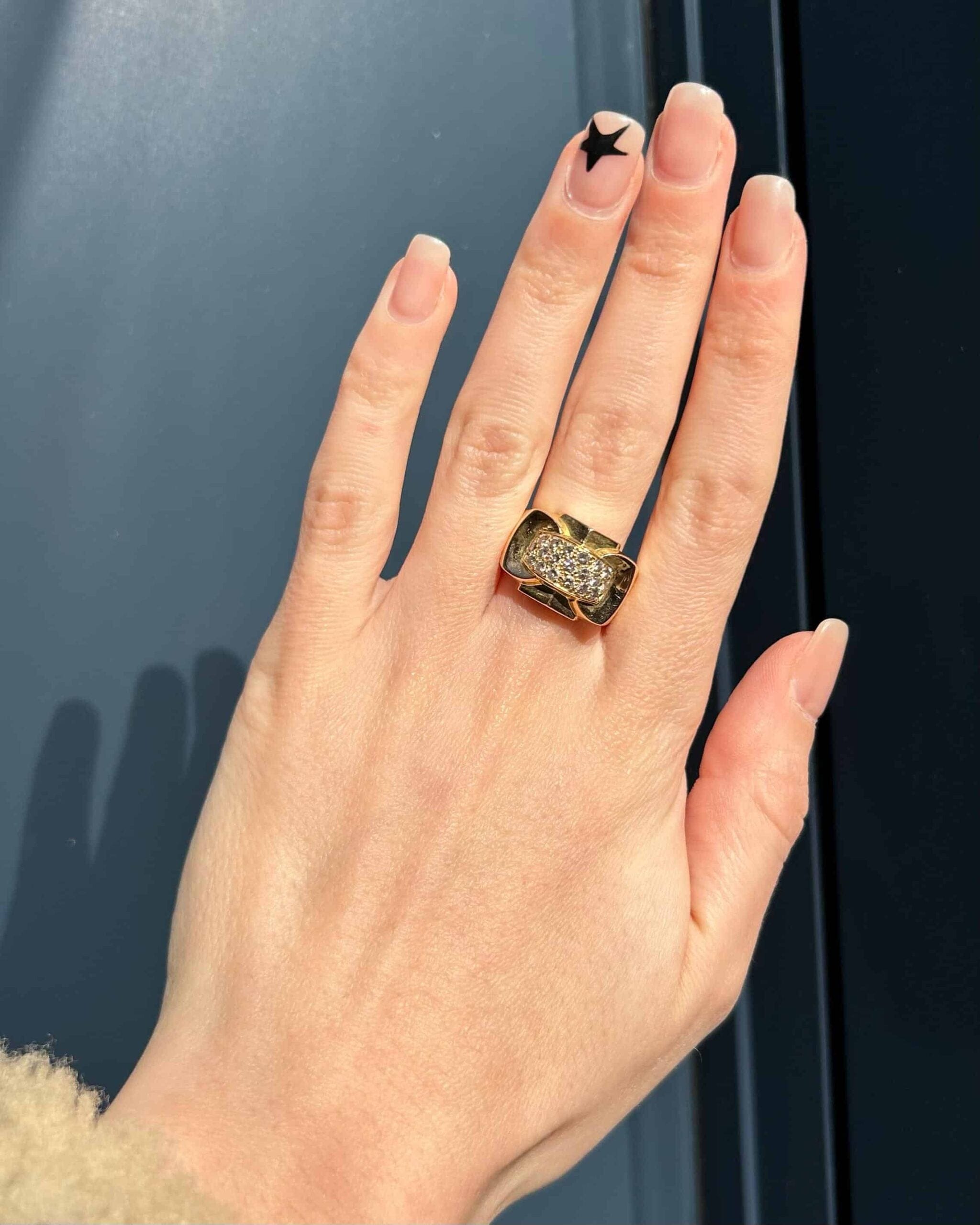 Bague Tank Vintage 19 Diamants "Madelynne" - Elliade Paris