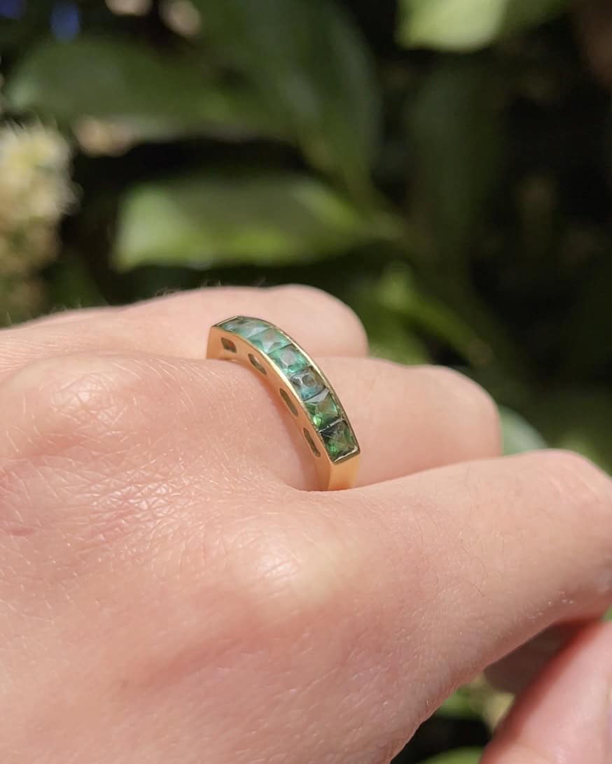 Demi Alliance 7 Tourmalines Vintage "Flavie" - Elliade Paris