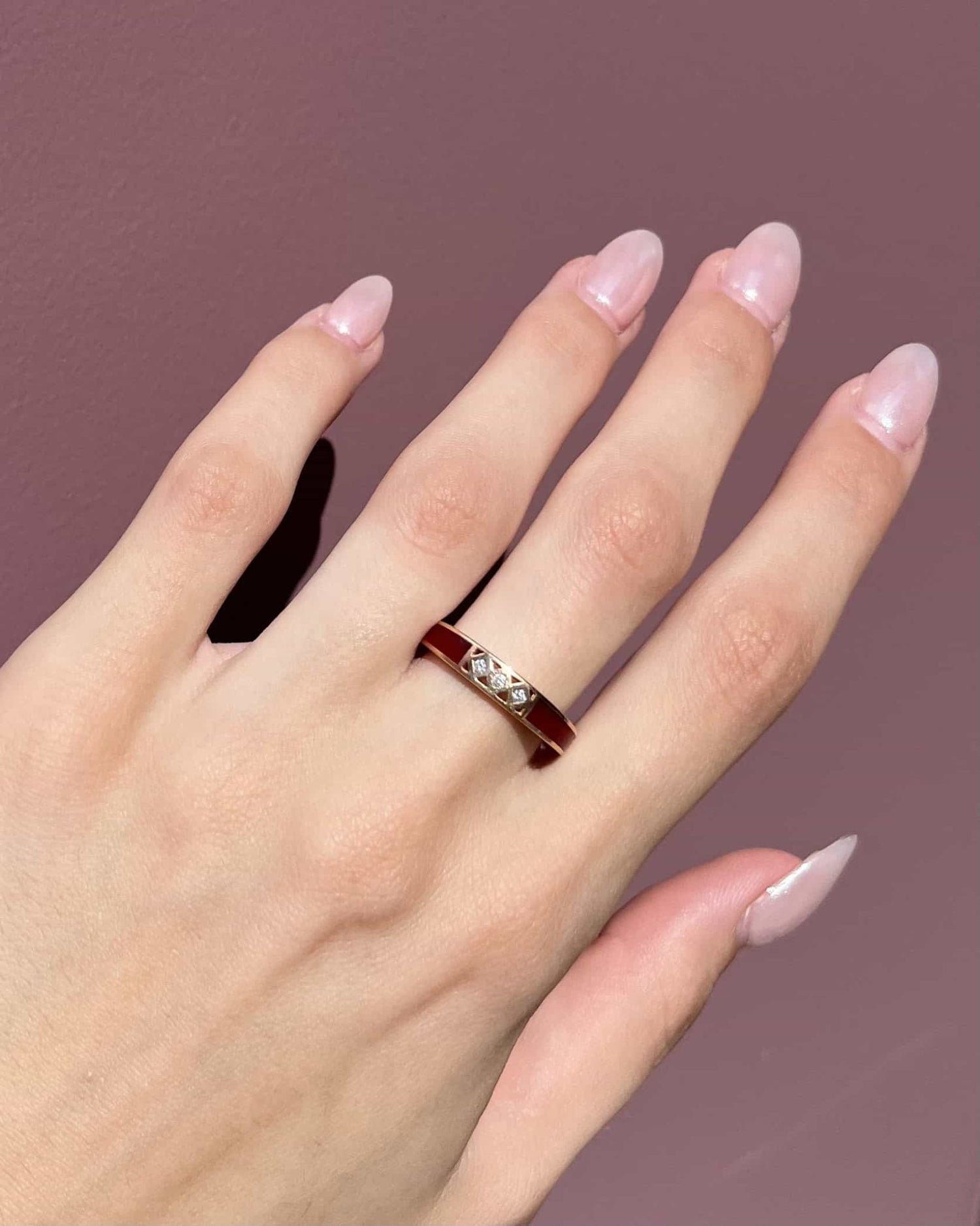 Demi Alliance Diamants & Email Rouge "Joane" - Elliade Paris