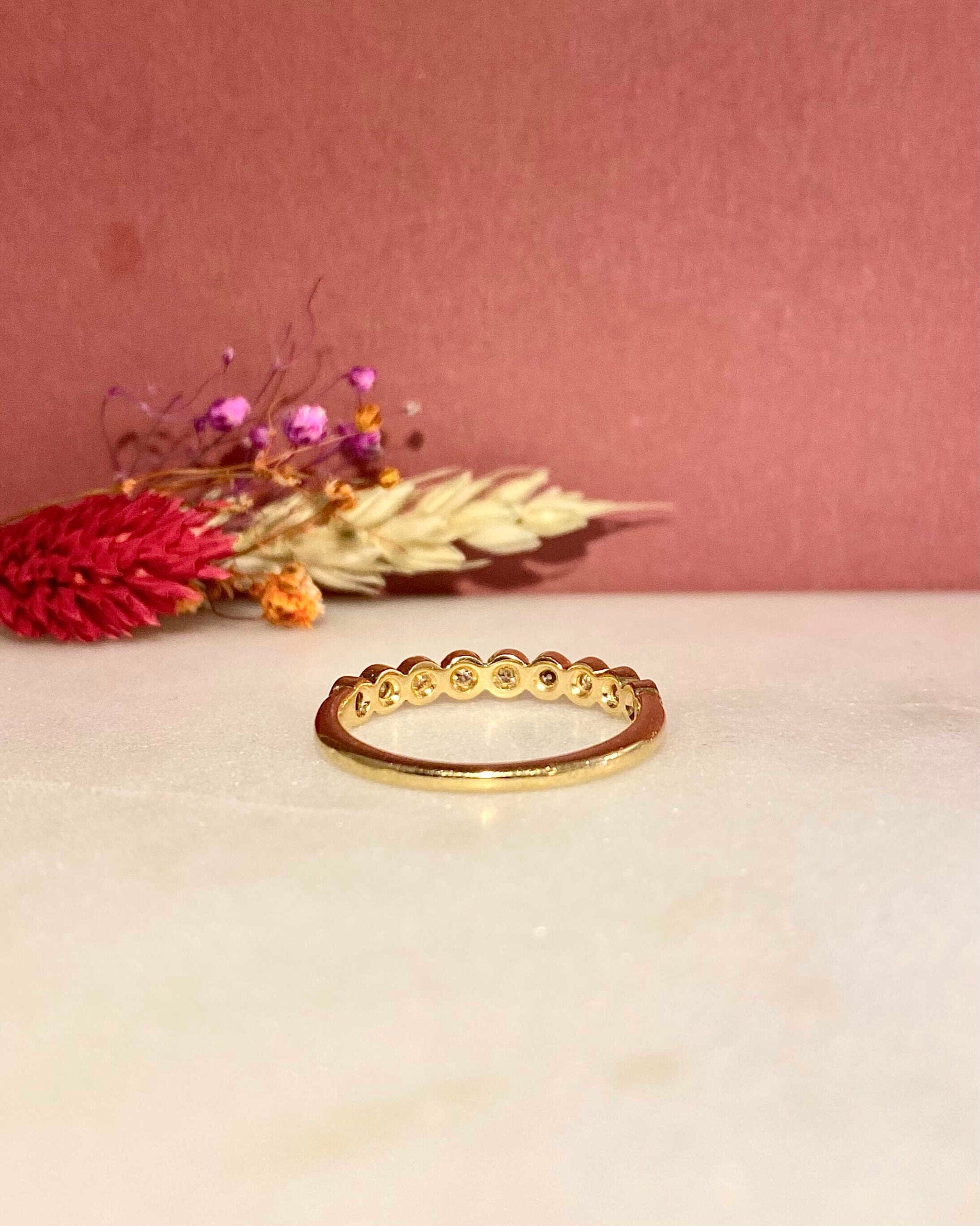 Demi-Alliance Vintage 9 Diamants "Jassy"