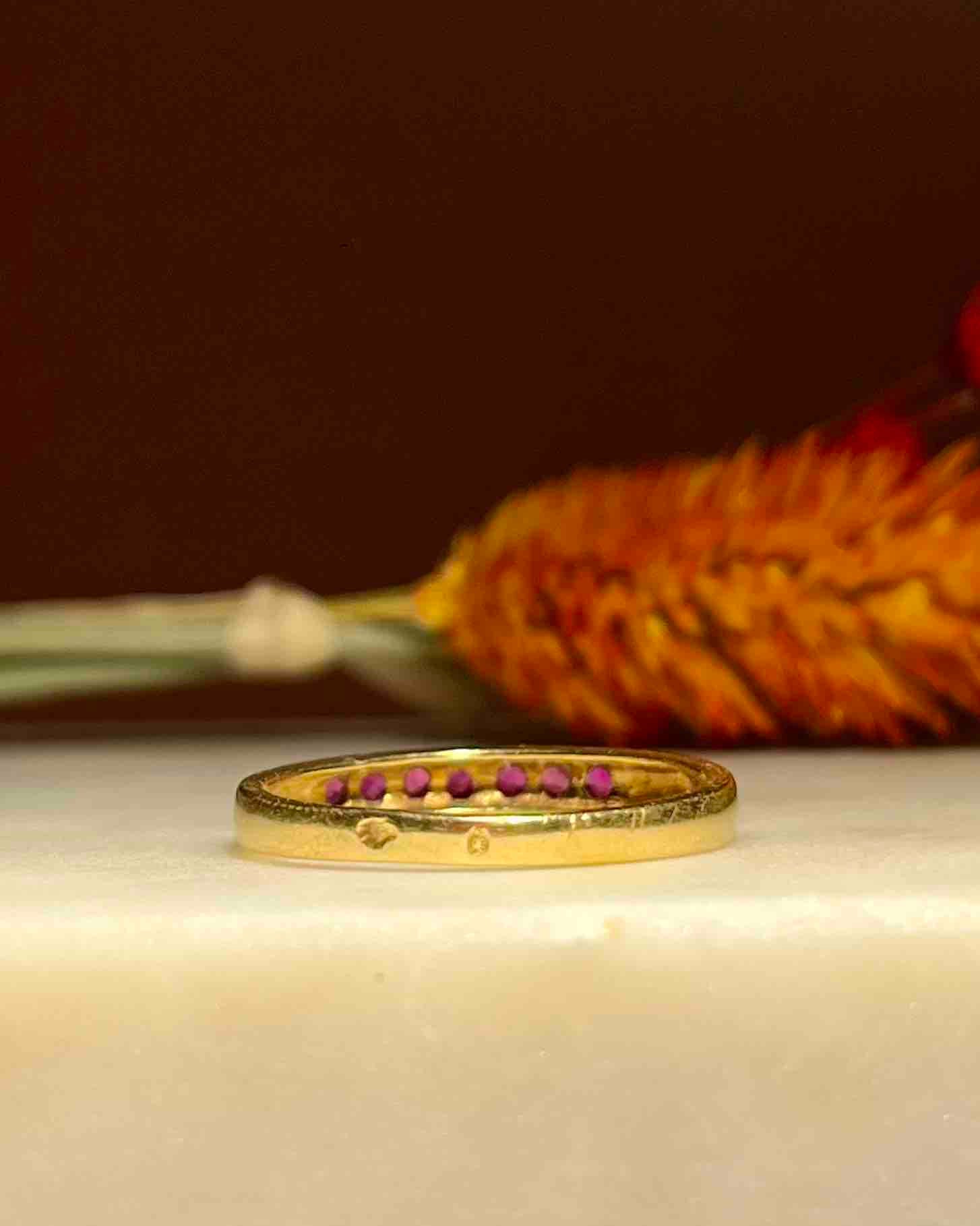 Vintage ruby half wedding band "Justine"