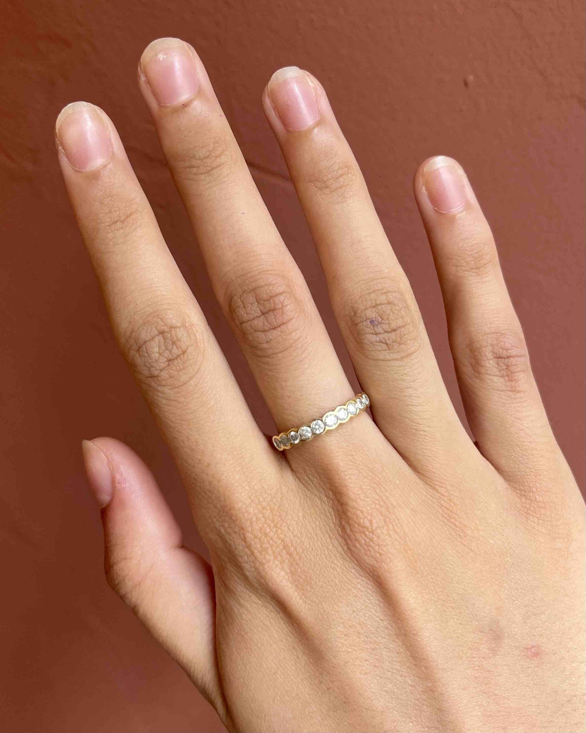 American half-wedding band with diamonds "Jordana"