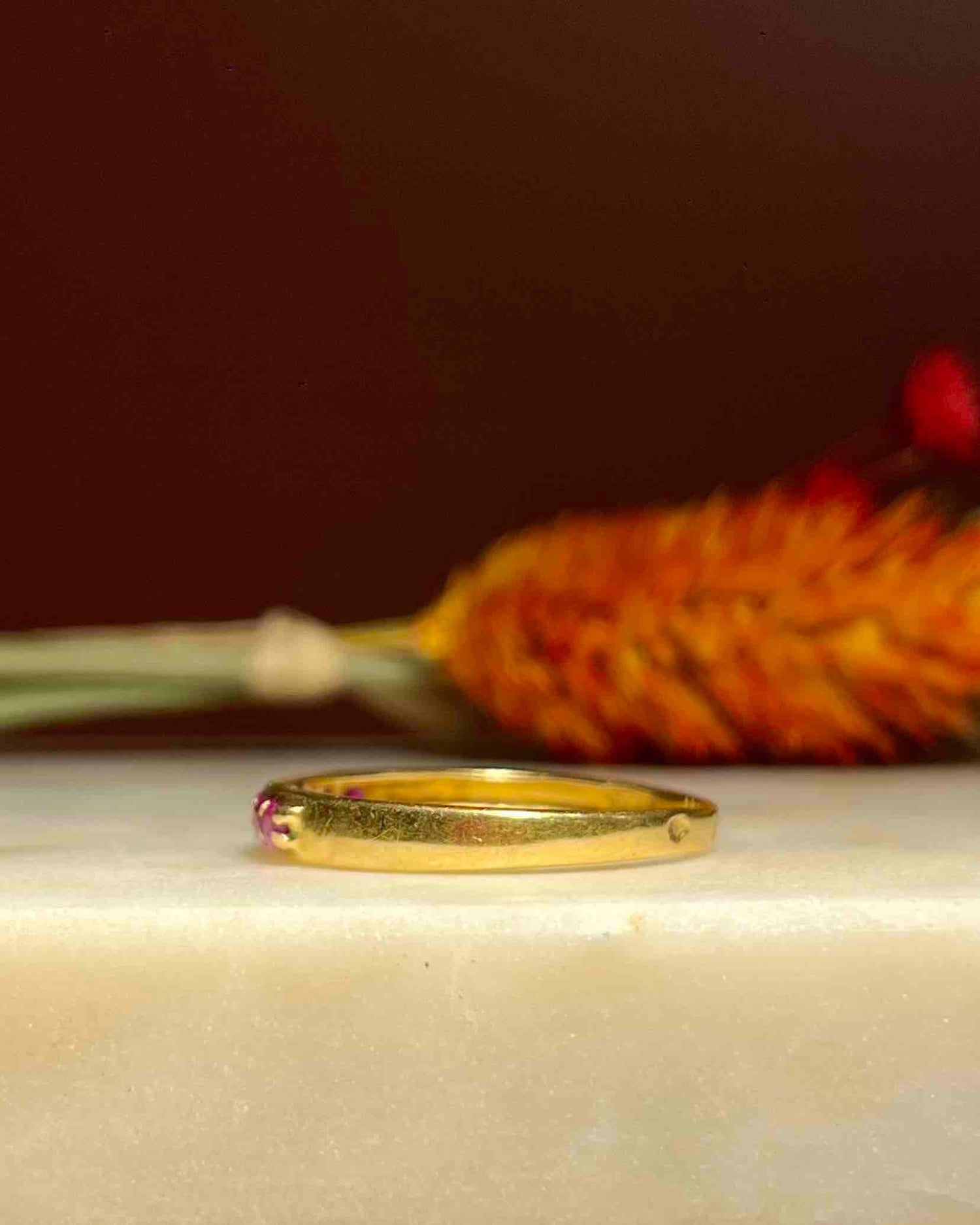 Vintage ruby half wedding band "Justine"