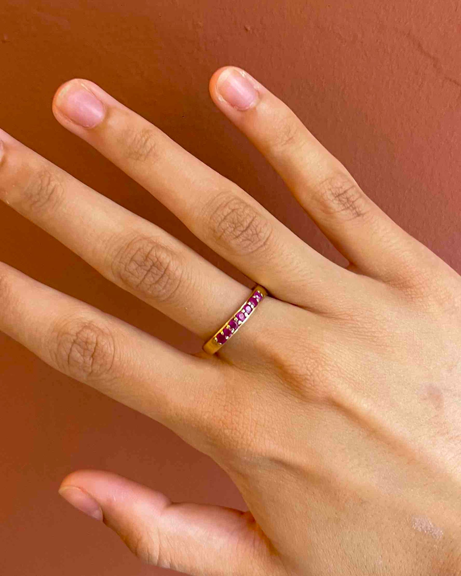 Vintage ruby half wedding band "Justine"