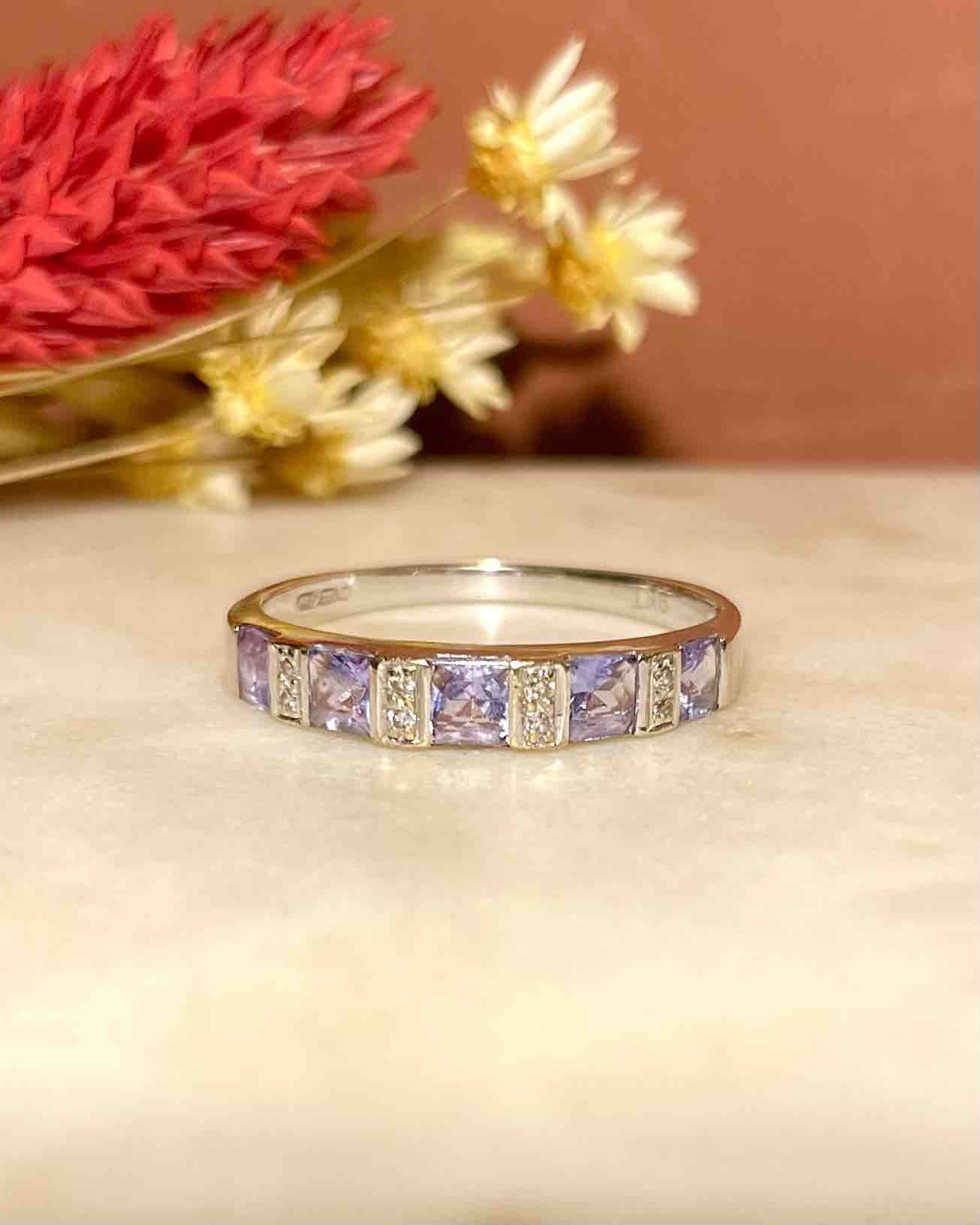 Half Wedding Ring Tanzanites & Diamonds “Trissia”