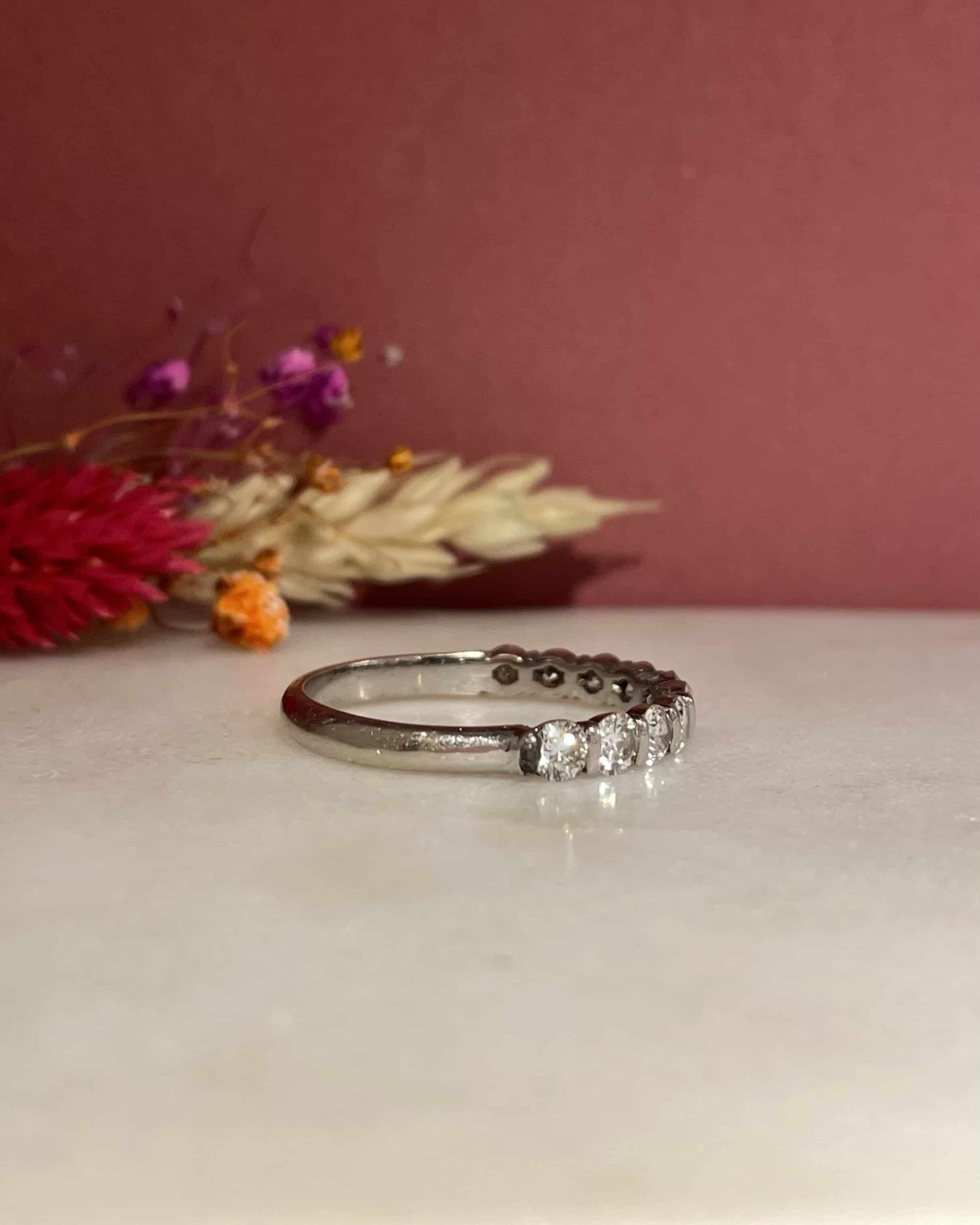 Demi-Alliance 10 Diamants 1 carat "Prune"