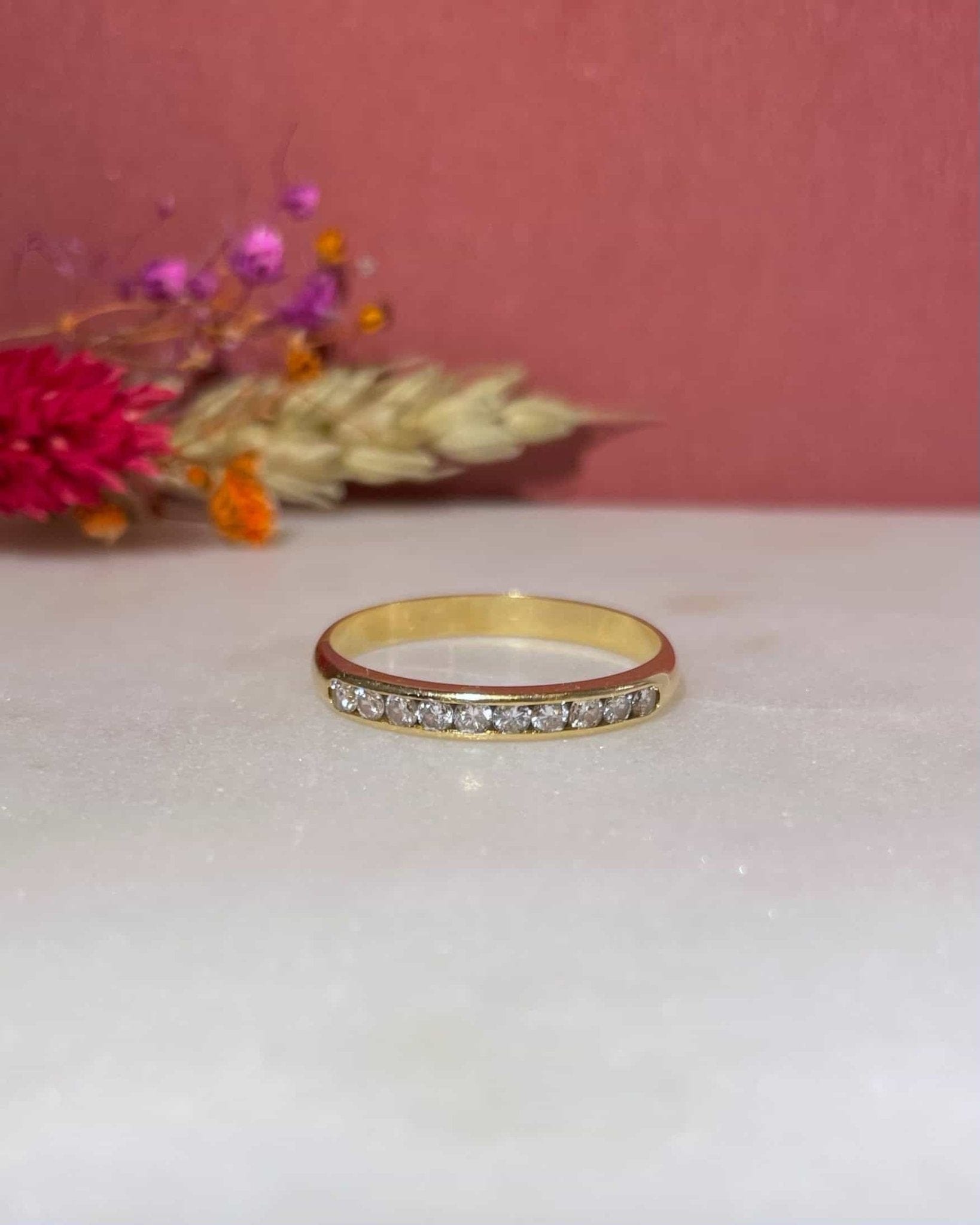 Demi Alliance Vintage 10 Diamants "Daisy" - Elliade Paris