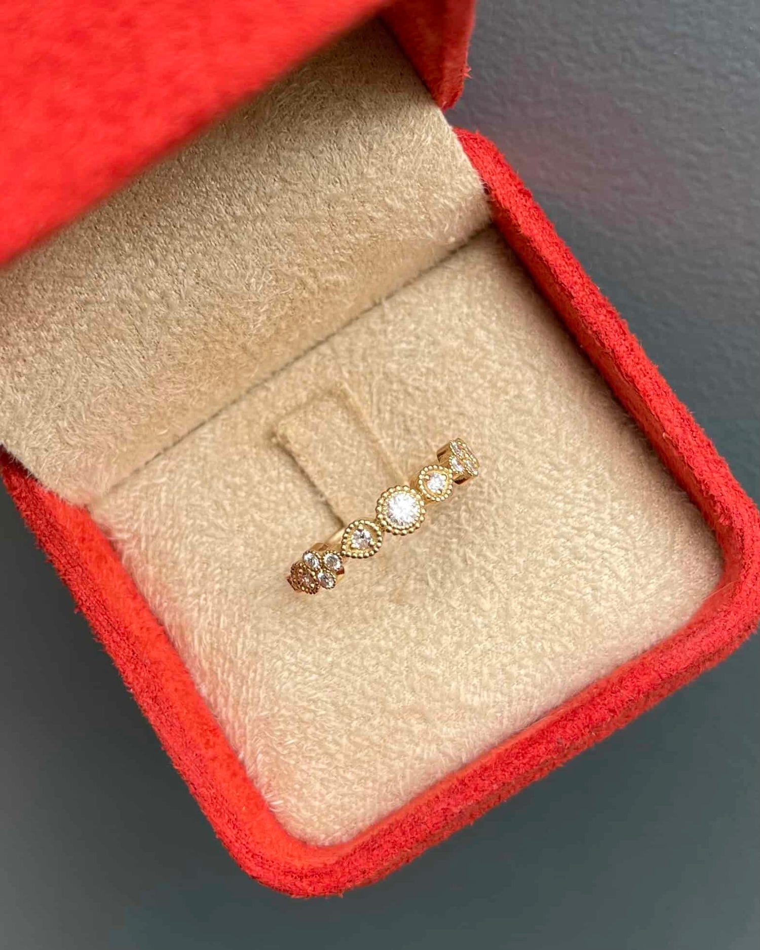 Demi Alliance Vintage 15 Diamants "Lucile" - Elliade Paris