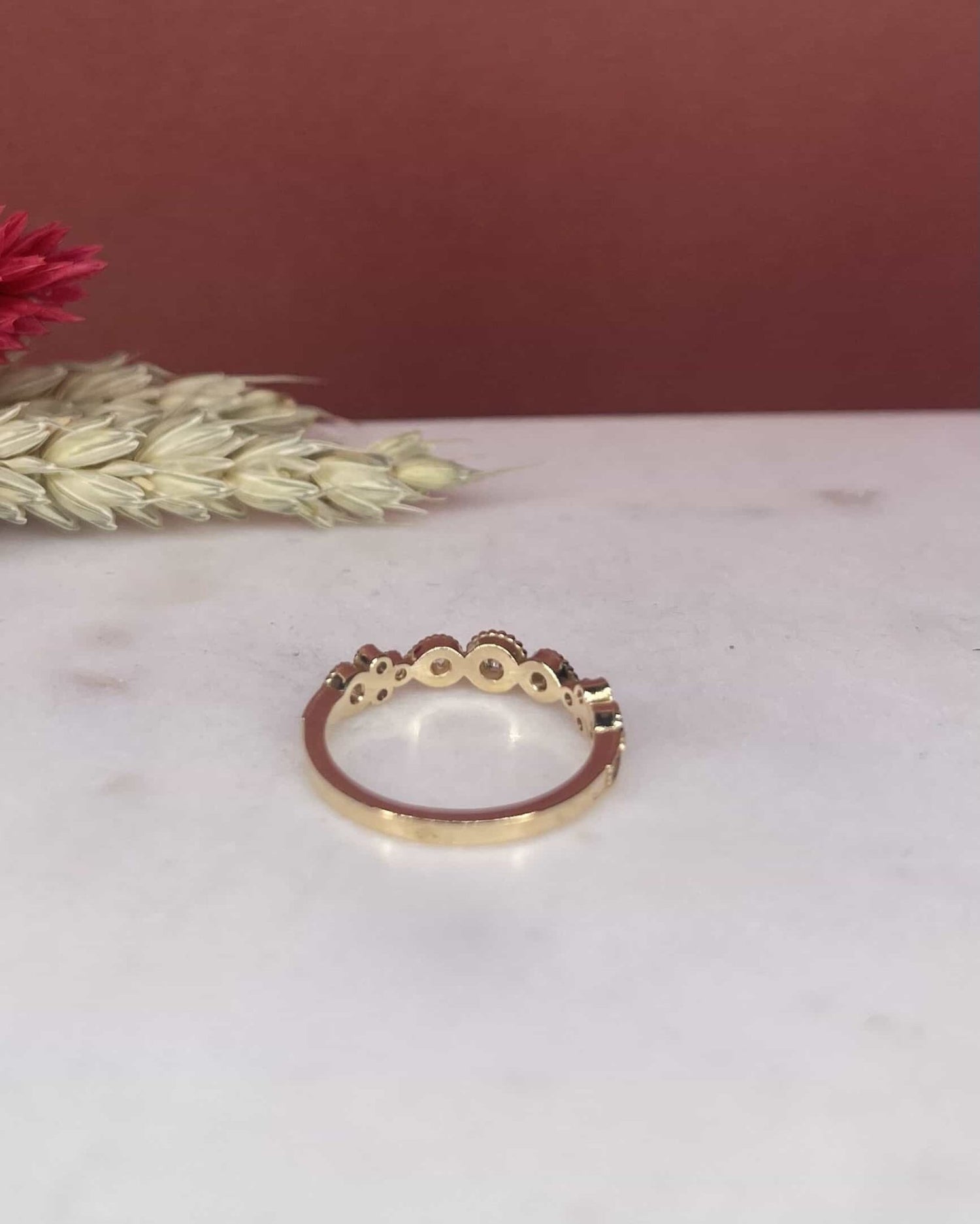 Demi Alliance Vintage 15 Diamants "Lucile" - Elliade Paris