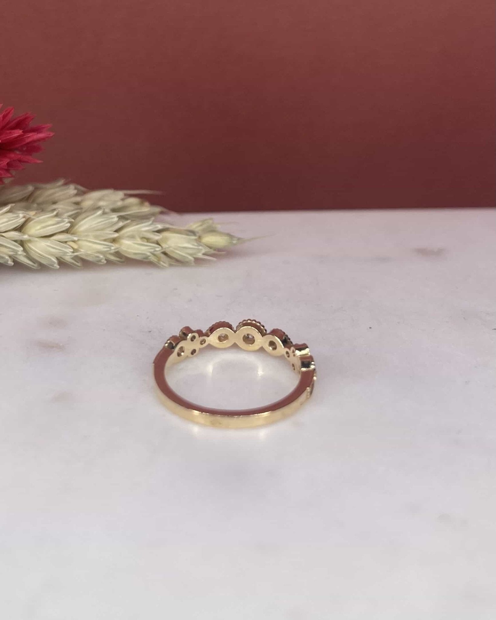 Demi Alliance Vintage 15 Diamants "Lucile" - Elliade Paris