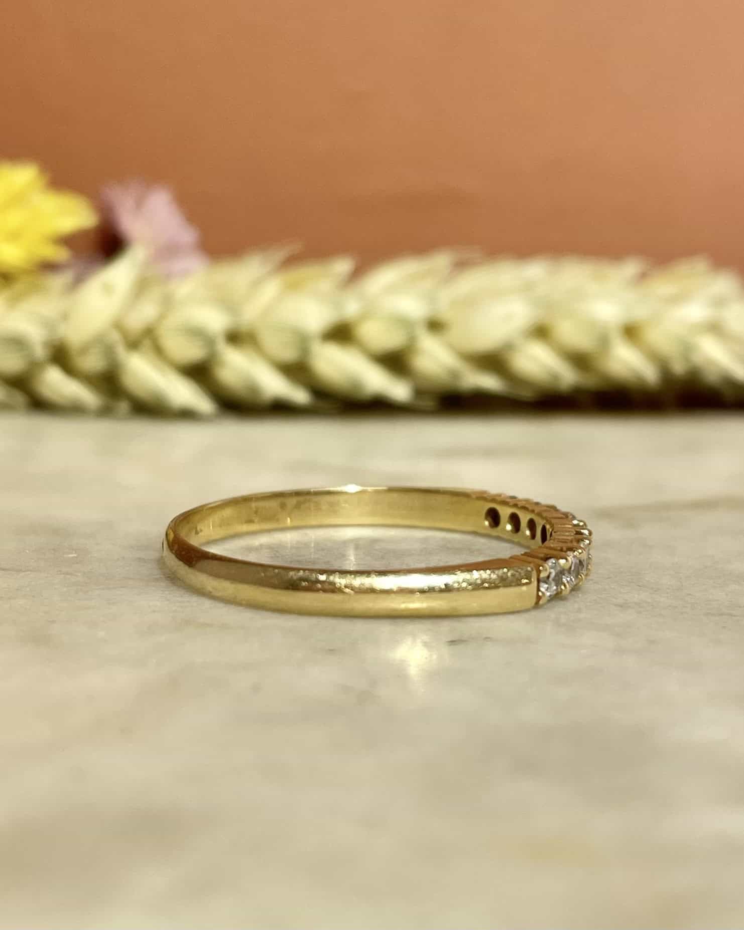 Demi Alliance Vintage 9 Diamants "Evelyn" - Elliade Paris