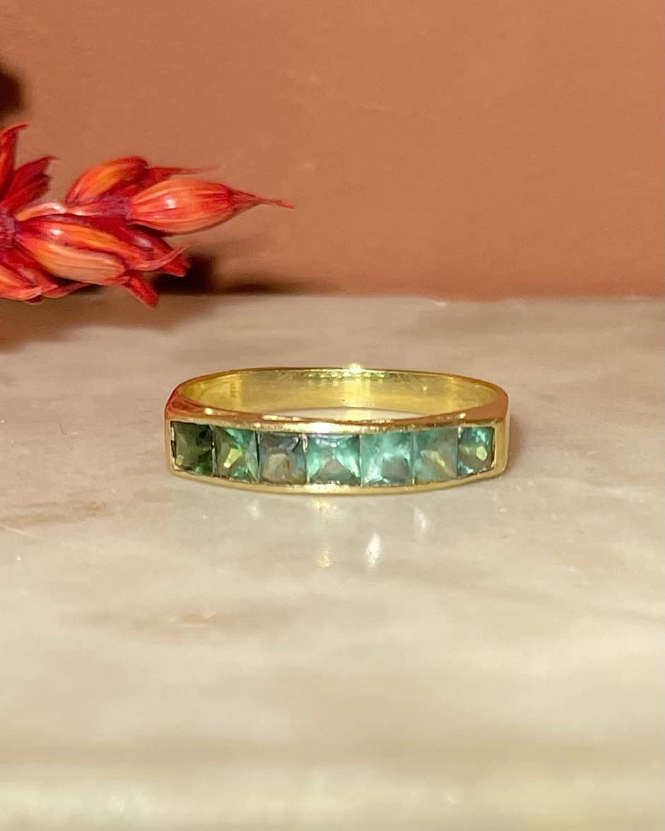Demi Alliance 7 Tourmalines Vintage "Flavie" - Elliade Paris