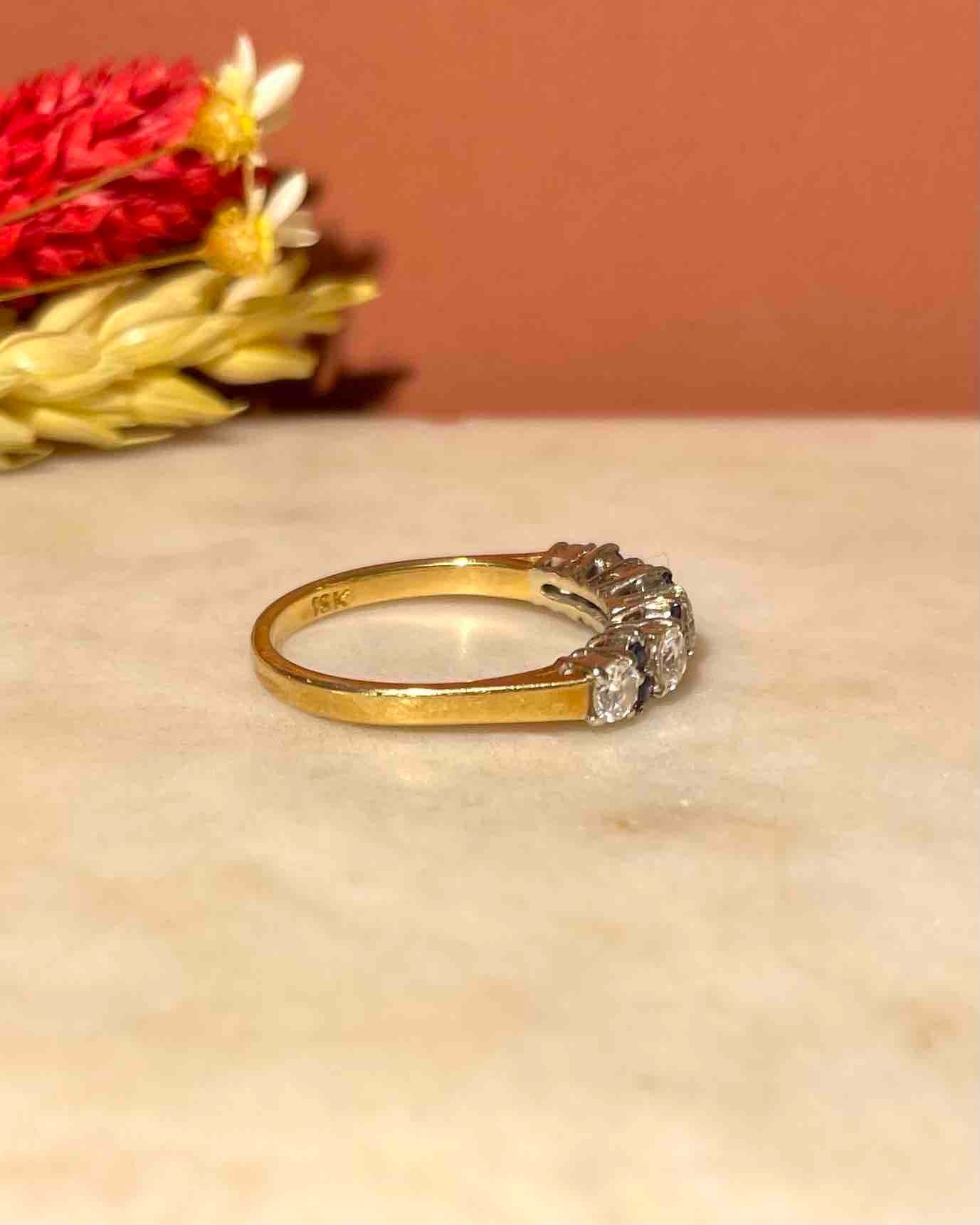 "Savannah" Sapphire & Diamond Half Wedding Band