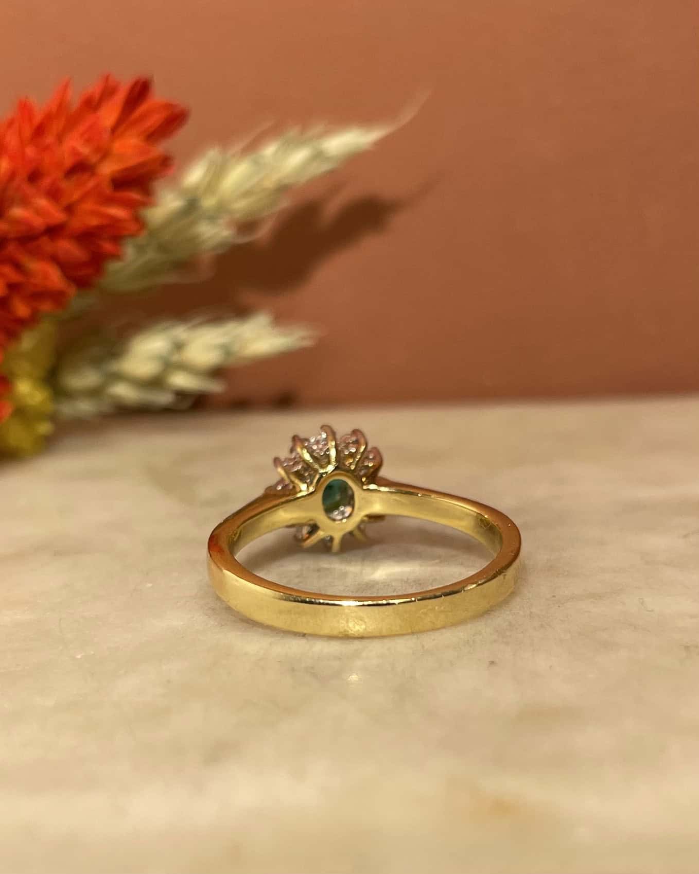 "Mariette" Emerald & Diamond Daisy Ring 0.40 carat