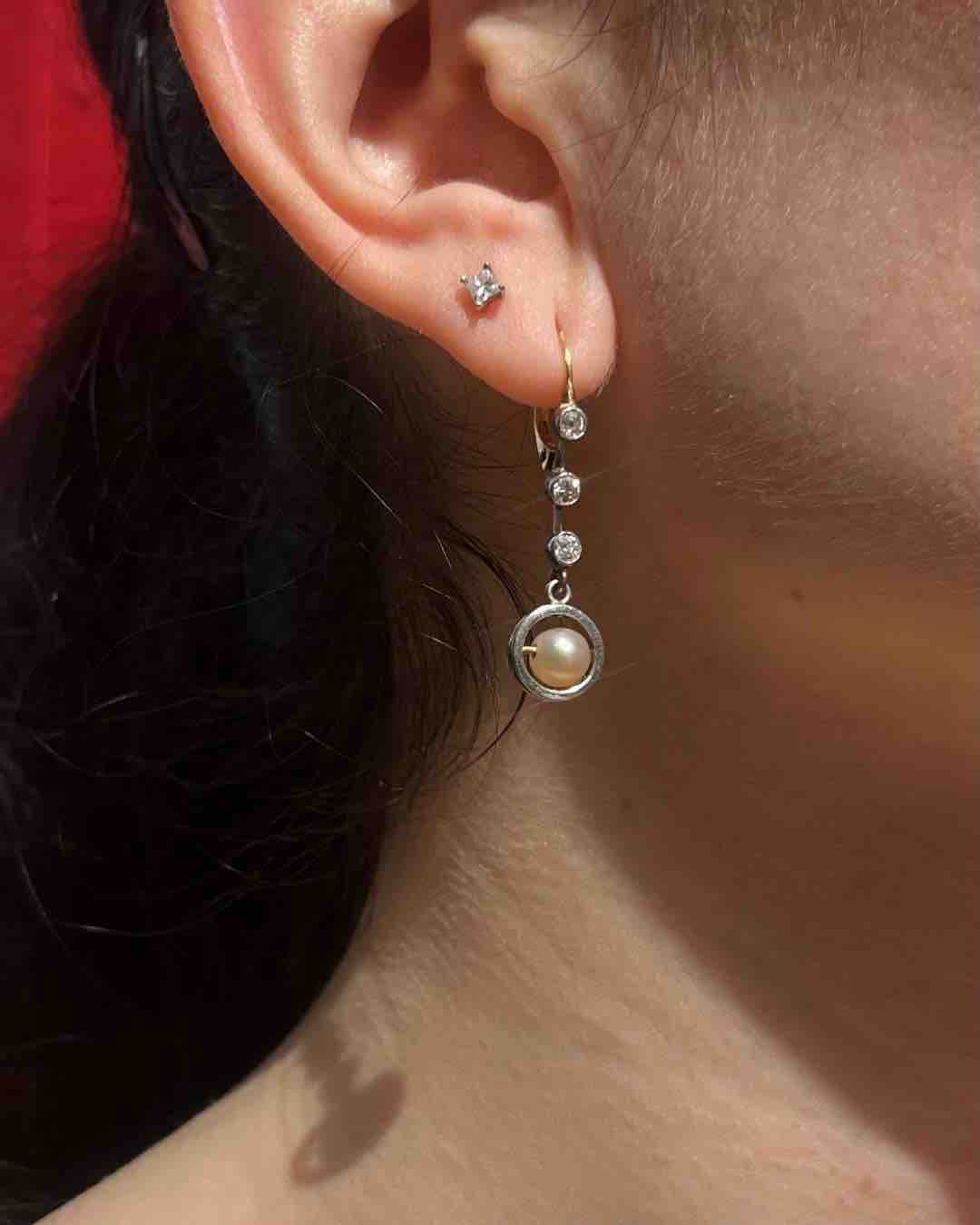 Dormeuses Diamants et Perle "Adèle" - Elliade Paris