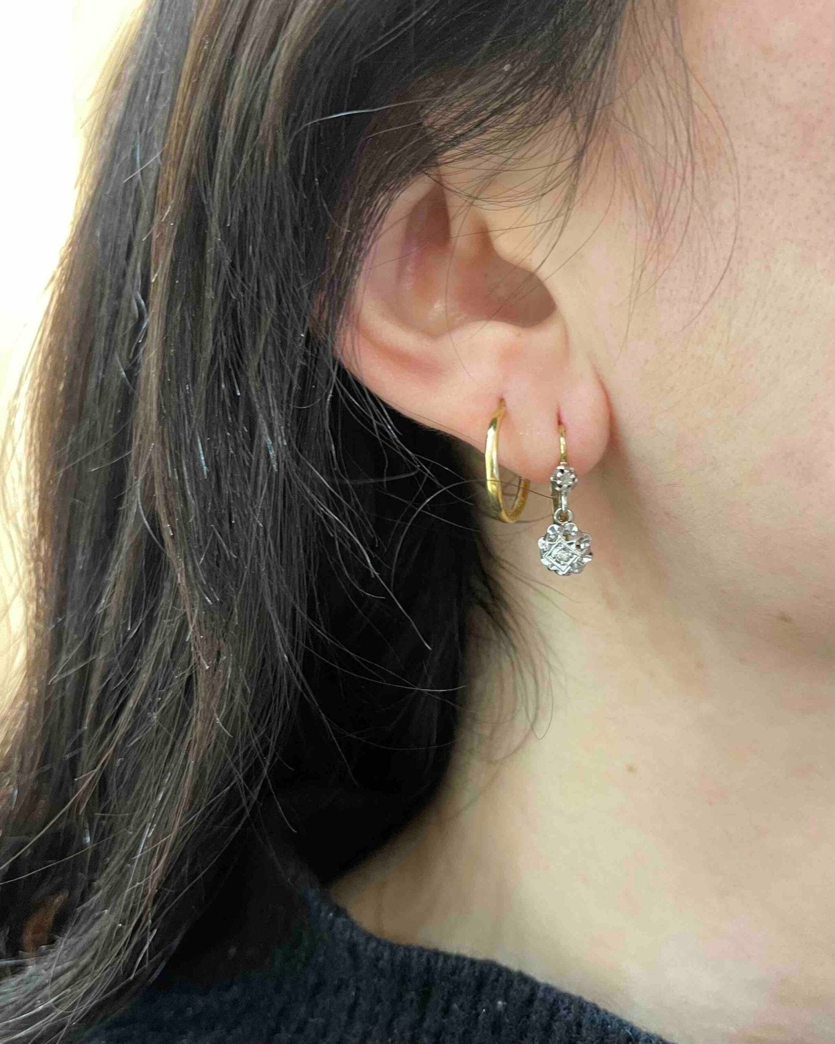 Dormeuses Diamants Or & Platine "Alexia" - Elliade Paris