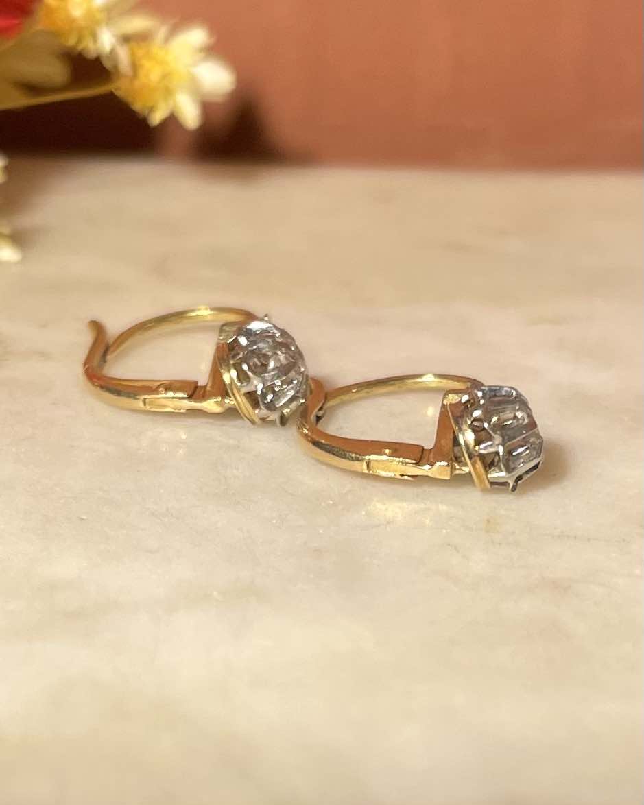 Dormeuses Diamants Or & Platine "Sacha" - Elliade Paris