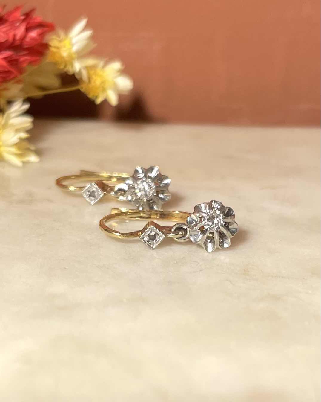 Dormeuses Diamants Or & Platine "Sacha" - Elliade Paris