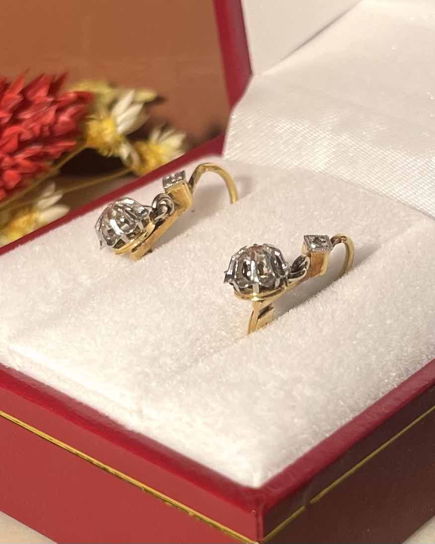 Dormeuses Diamants Or & Platine "Sacha" - Elliade Paris
