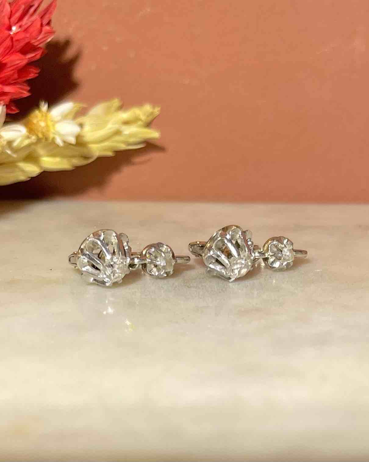 Dormeuses Diamants Or & Platine "Victorine" - Elliade Paris