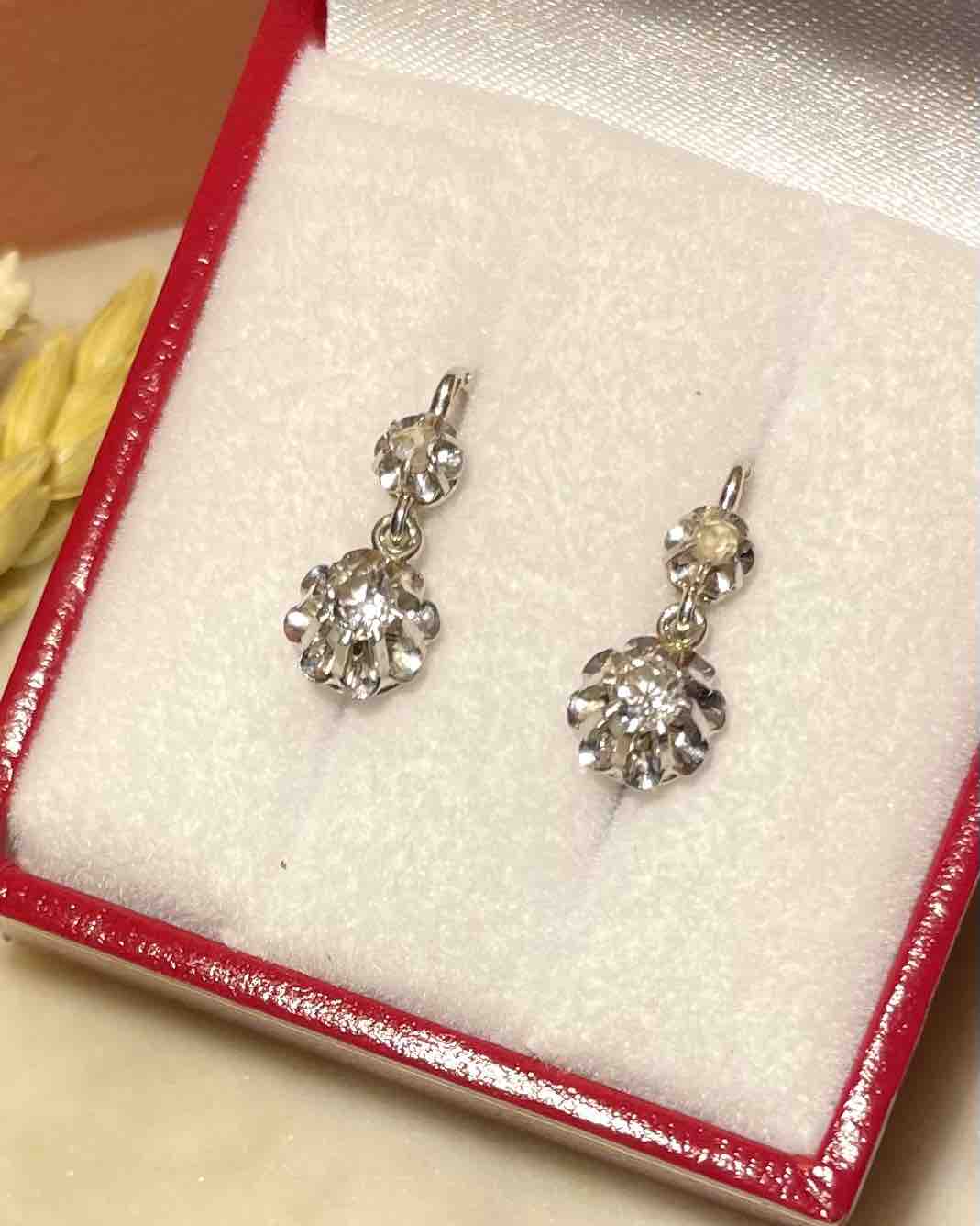 Dormeuses Diamants Or & Platine "Victorine" - Elliade Paris