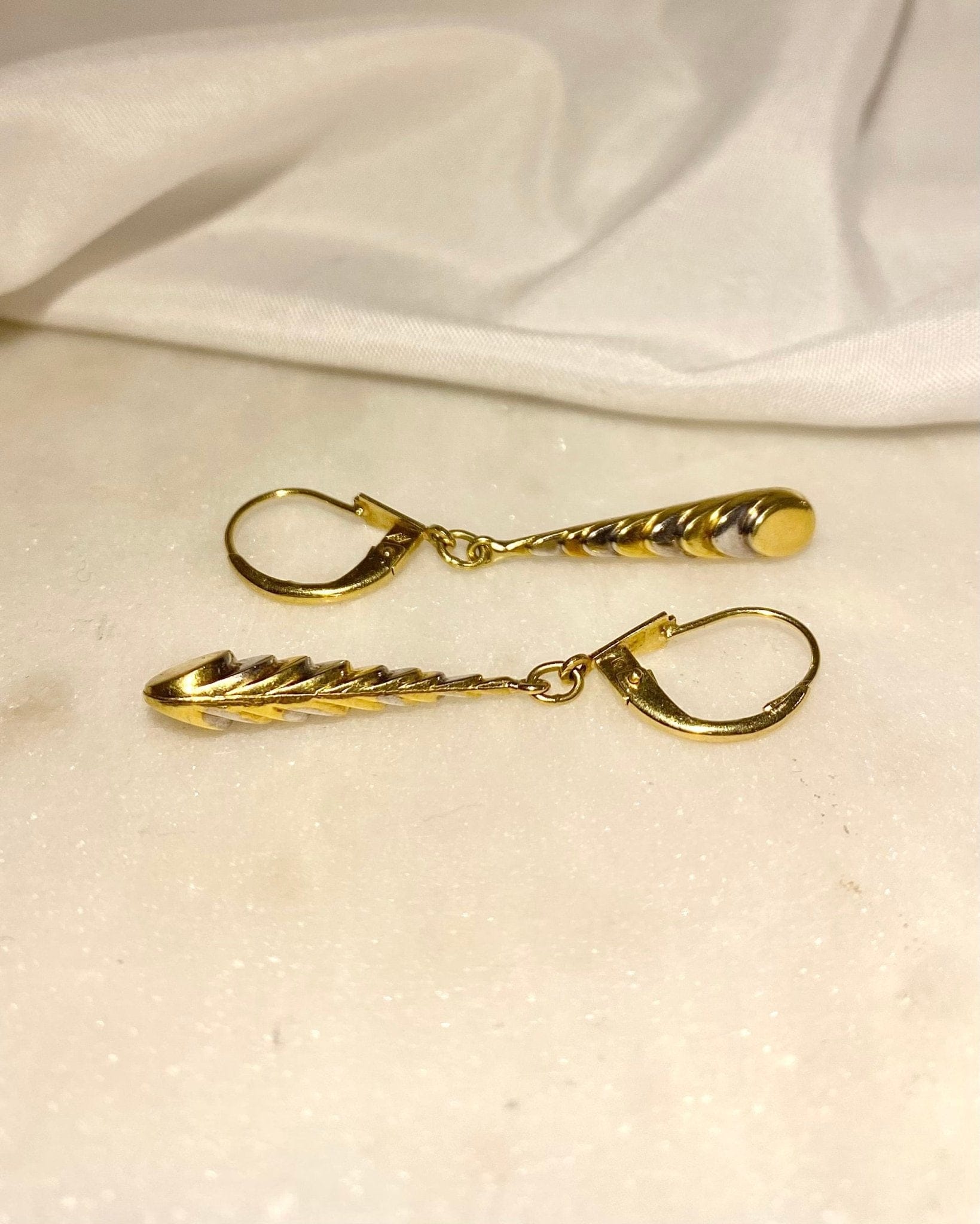 Dormeuses Pendantes Deux Ors 18 carats "Petronie" - Elliade Paris