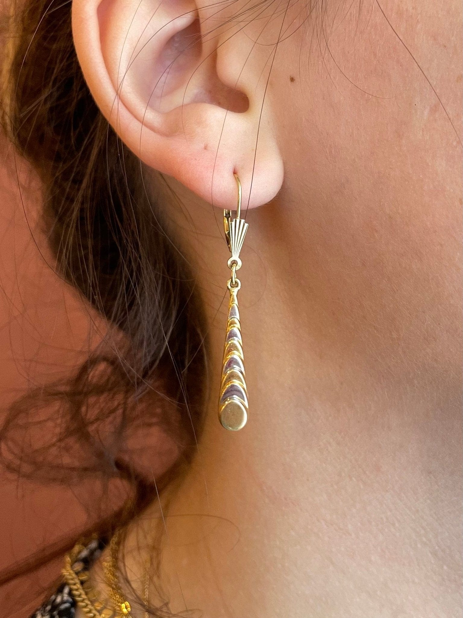 Dormeuses Pendantes Deux Ors 18 carats "Petronie" - Elliade Paris